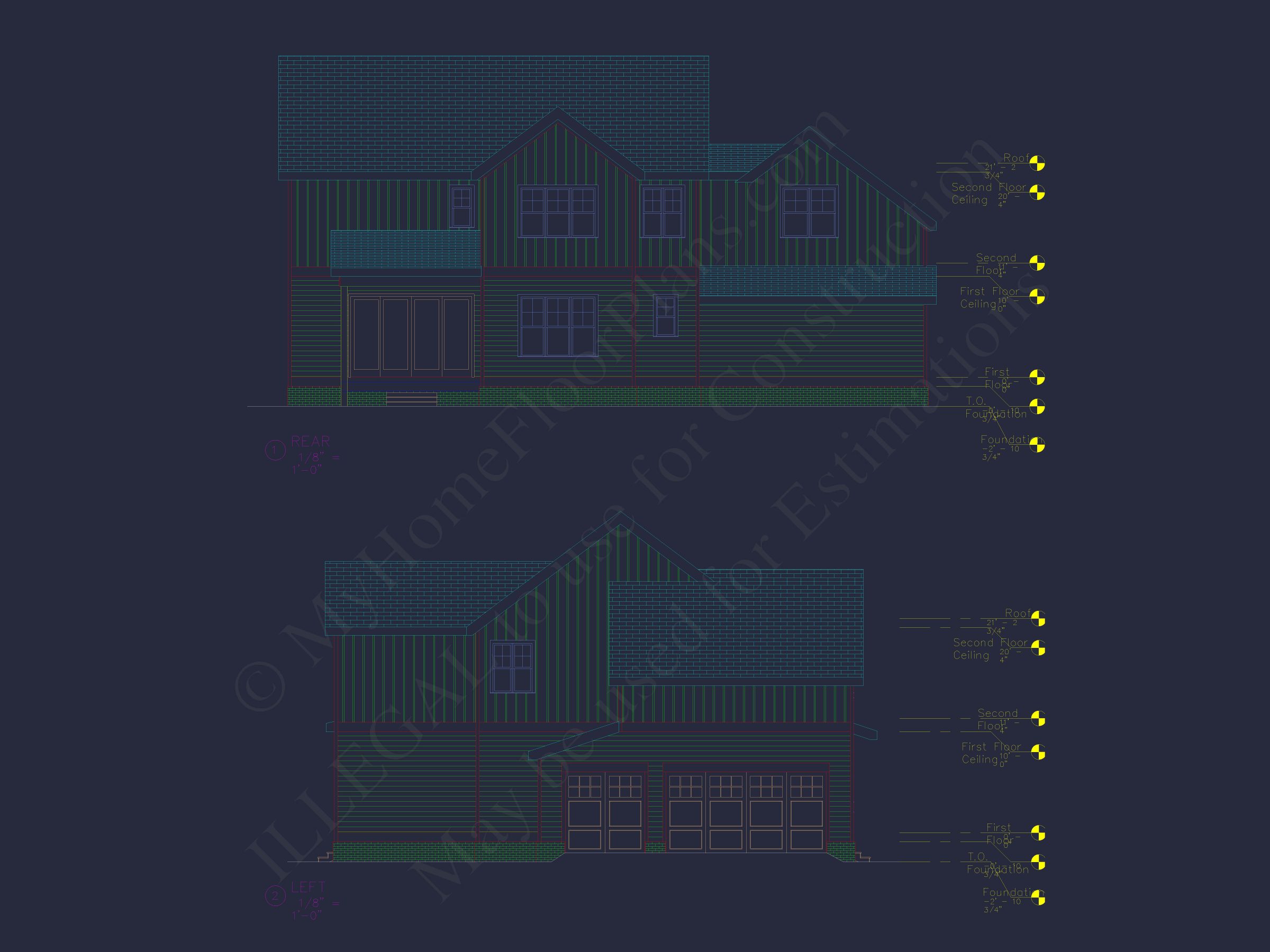 Traditional Craftsman Colonial Floor Plan with Covered Porch & CAD Blueprints