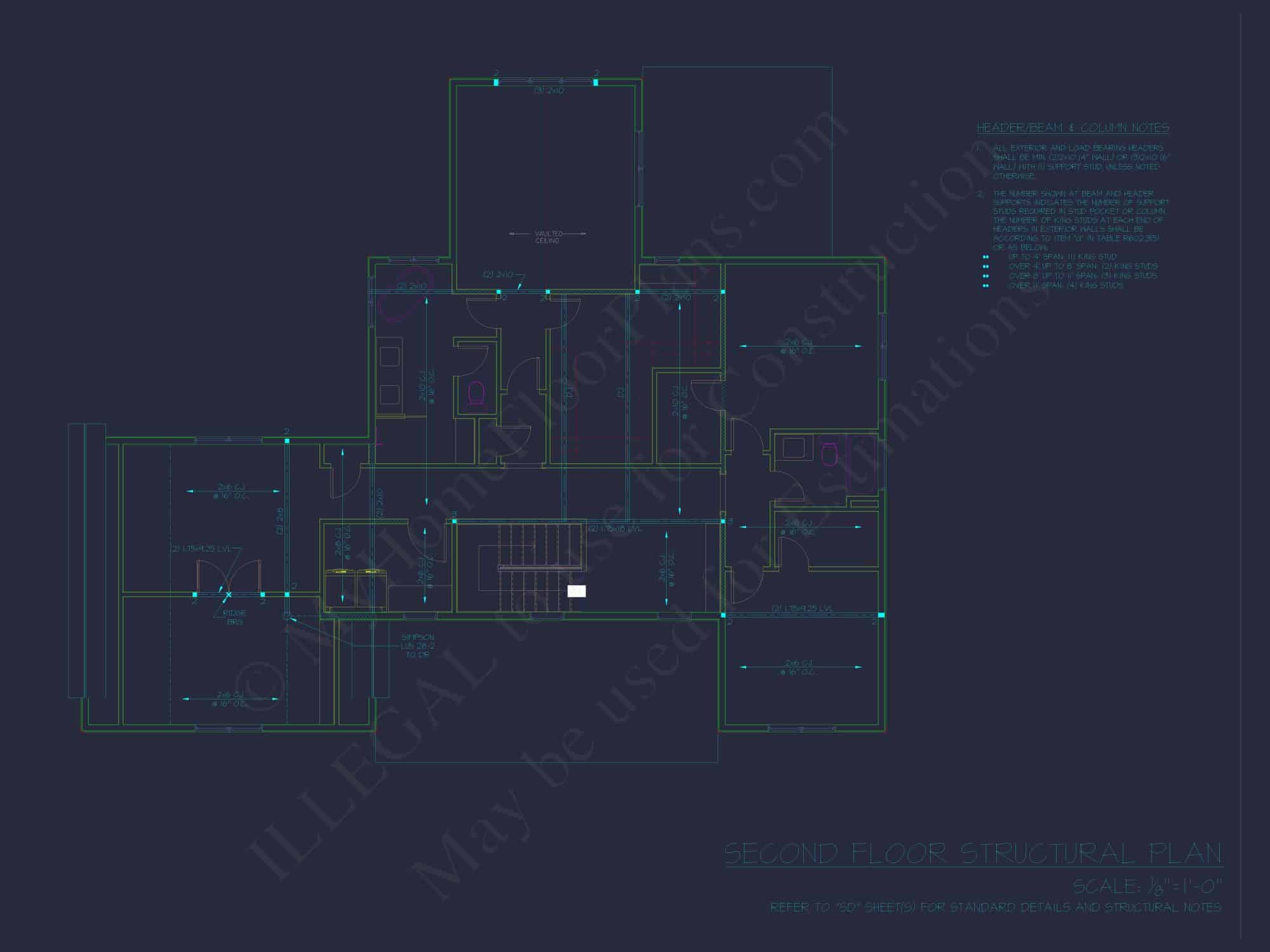 Traditional Craftsman Colonial Floor Plan with Covered Porch & CAD Blueprints