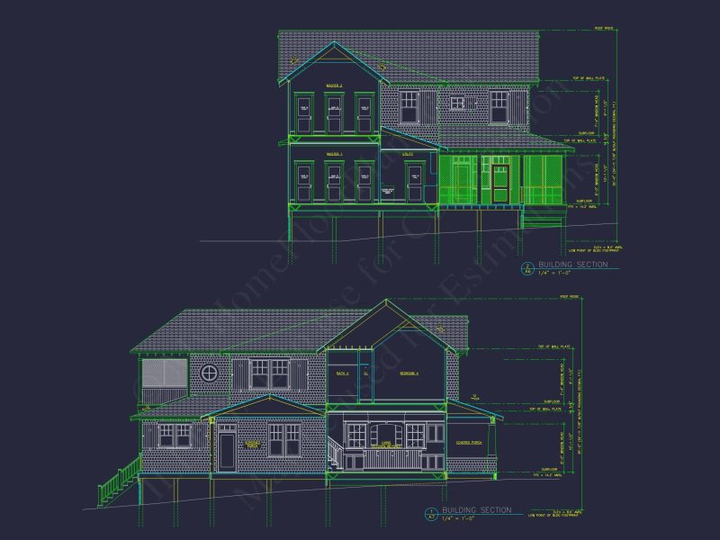 Charming 2-Story House Plan with Modern CAD Architecture & Coastal Flair
