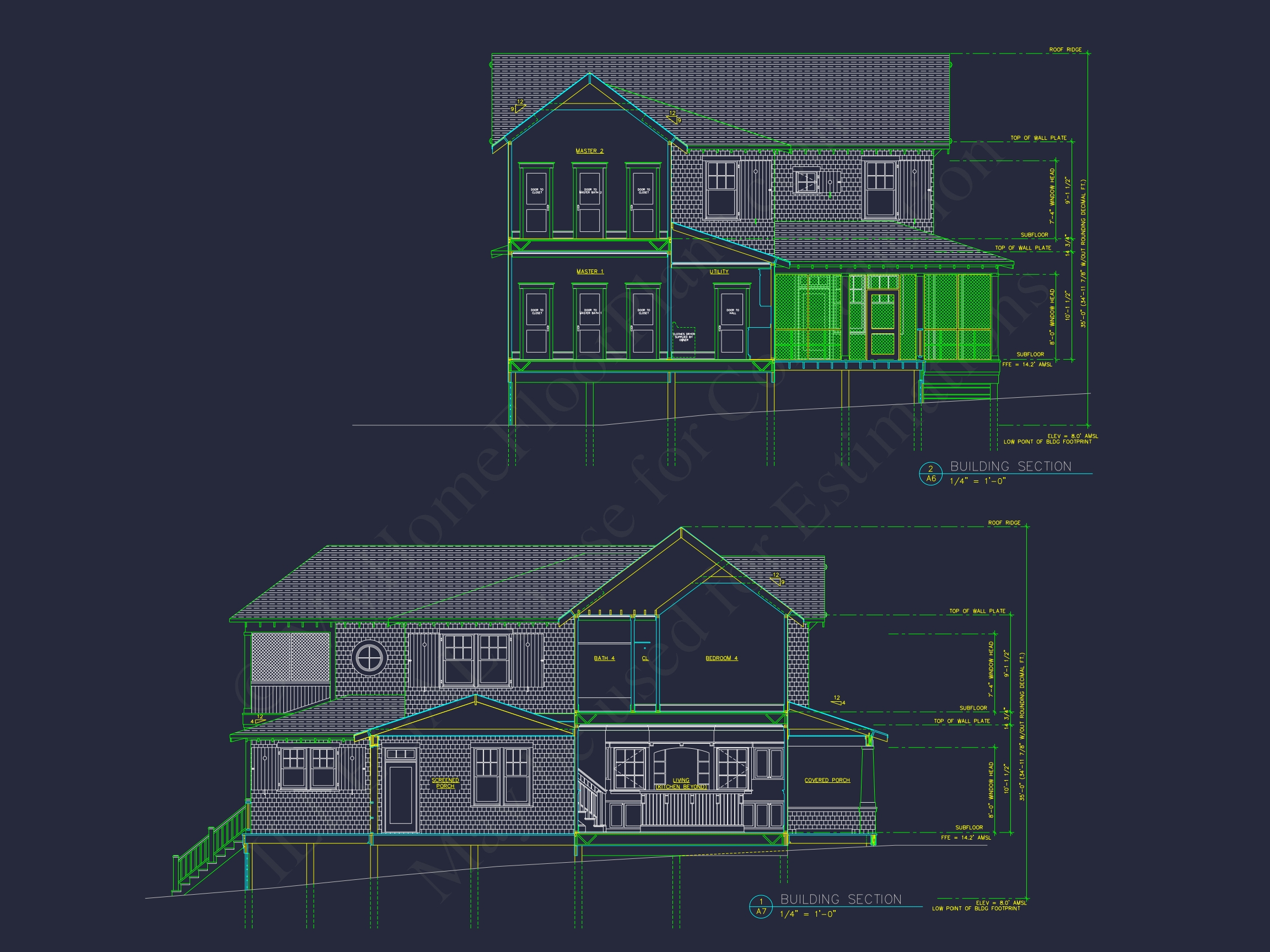 Charming 2-Story House Plan with Modern CAD Architecture & Coastal Flair
