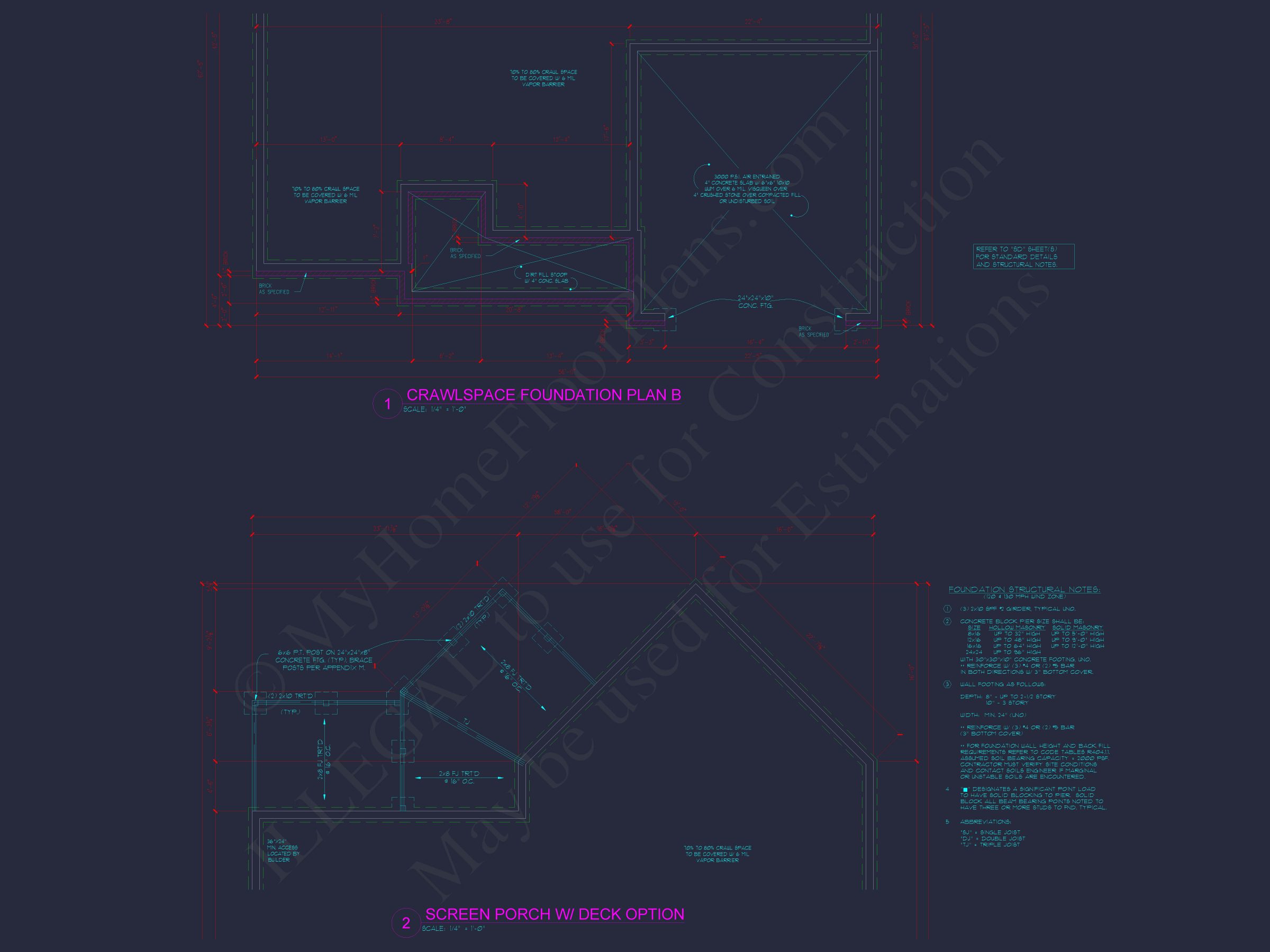 Customizable Floor Plan Blueprint with CAD Architecture & Southern Style
