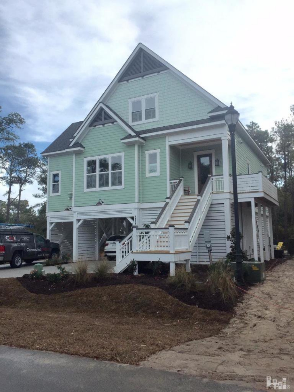 Coastal Beach House Floor Plan with 2.5 Stories and CAD Design