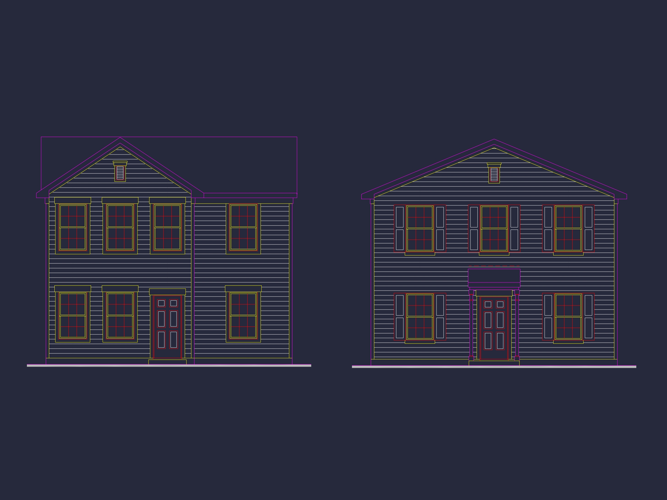 Colonial Revival Home Plan with CAD Blueprint and Design