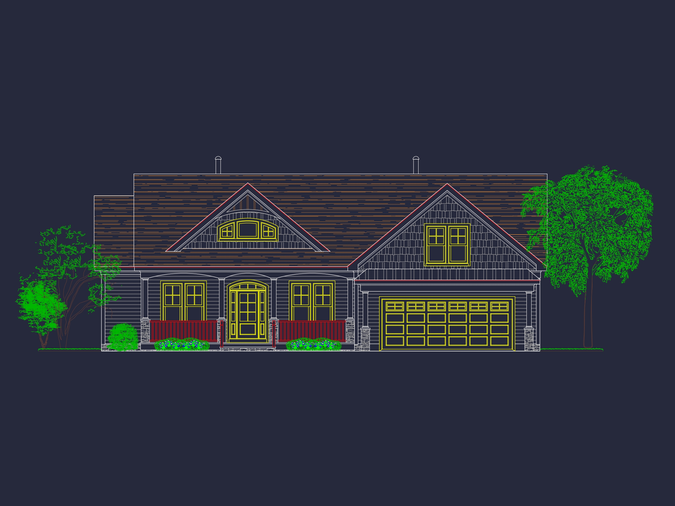 Craftsman Home Plan: Detailed CAD Blueprint and Floor Design