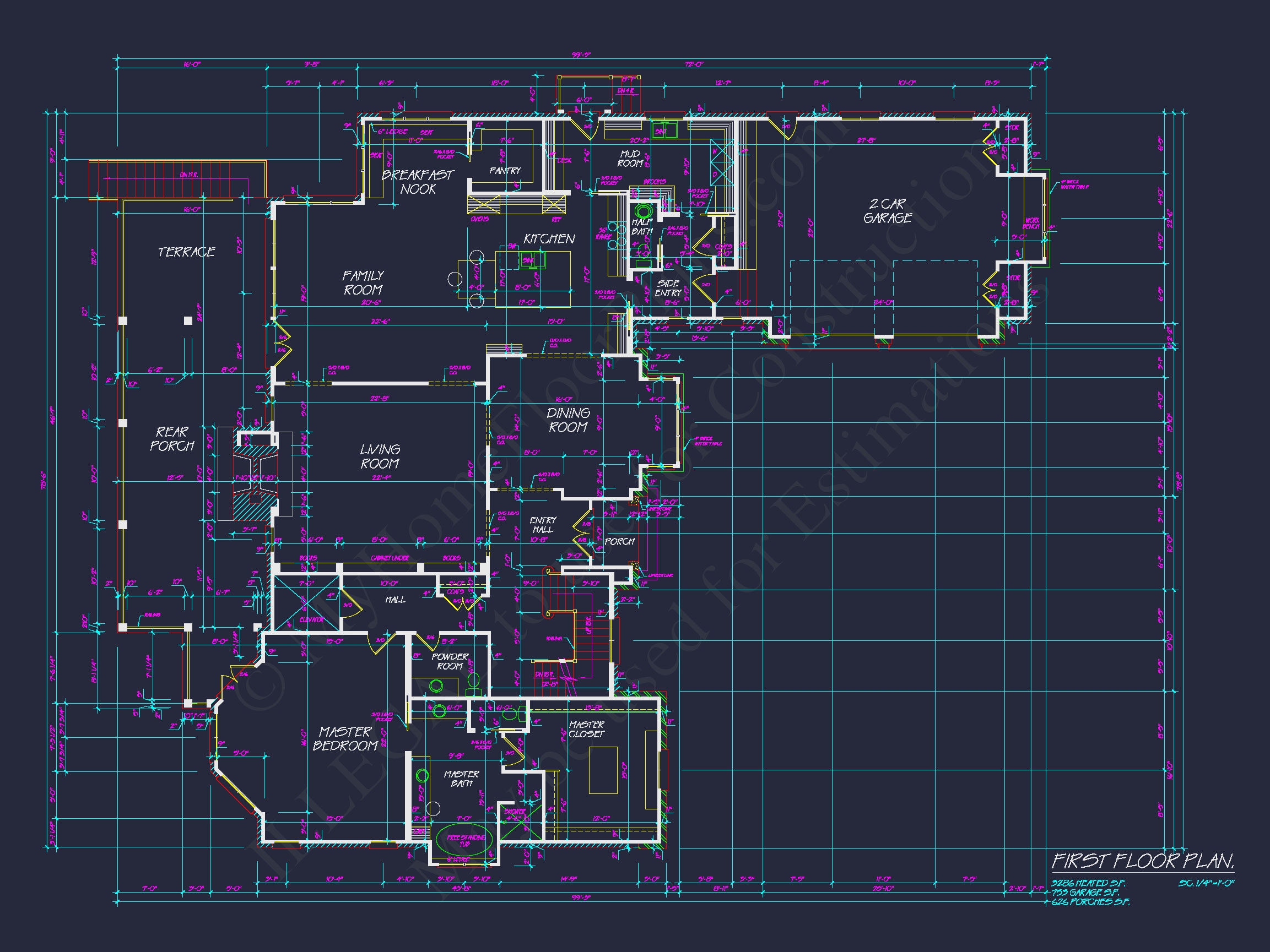 European 3-Story 5-Bed Home Plan: 5688 Sq Ft Blueprint