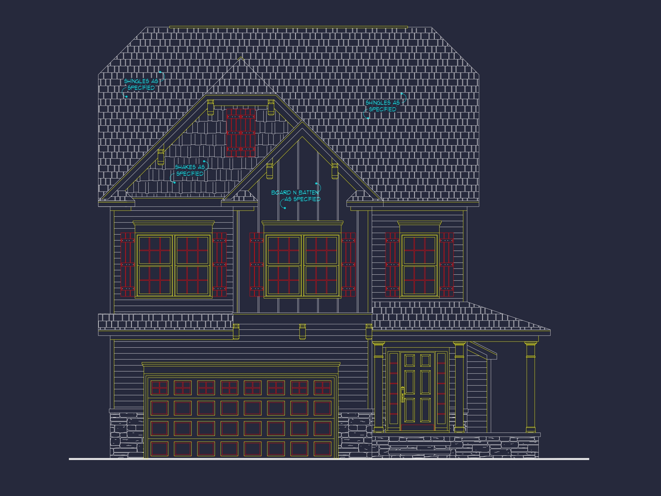 Home Plan Floor Blueprint with CAD Designs for 2-Story Layout