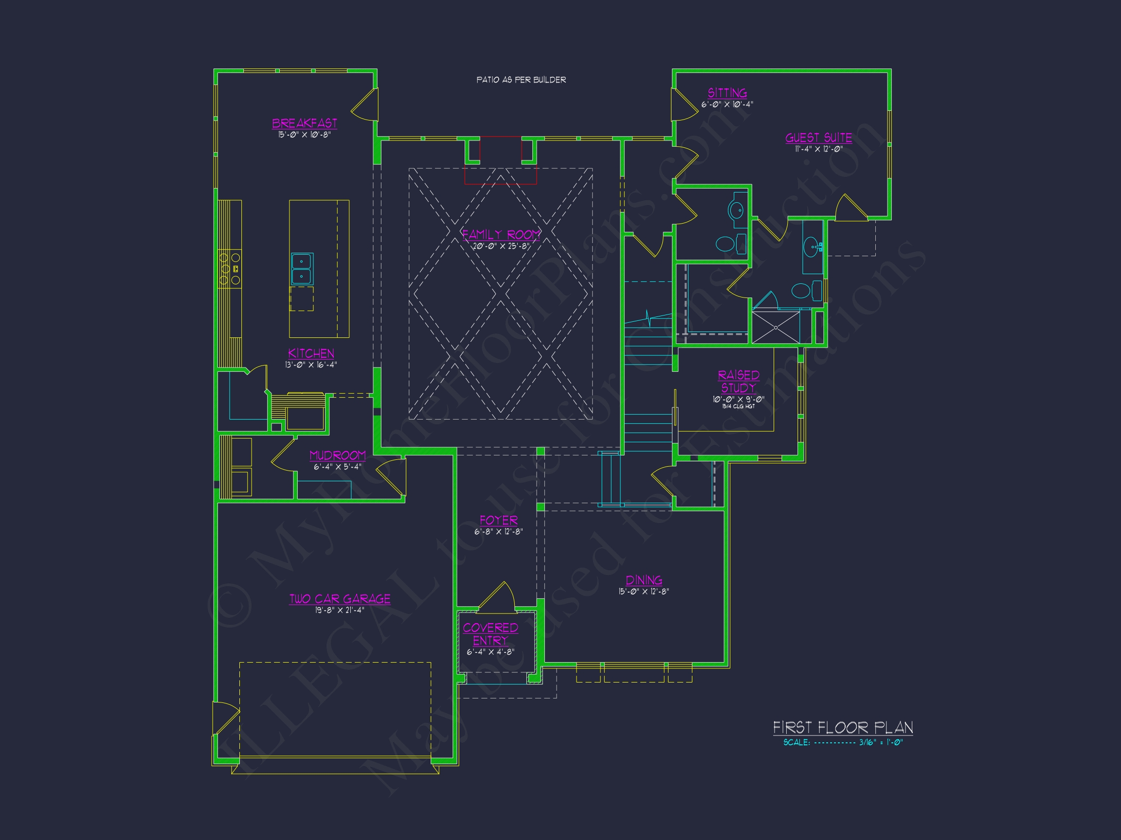 Modern Floor Plan with CAD Designs for 2-Story Home Blueprints