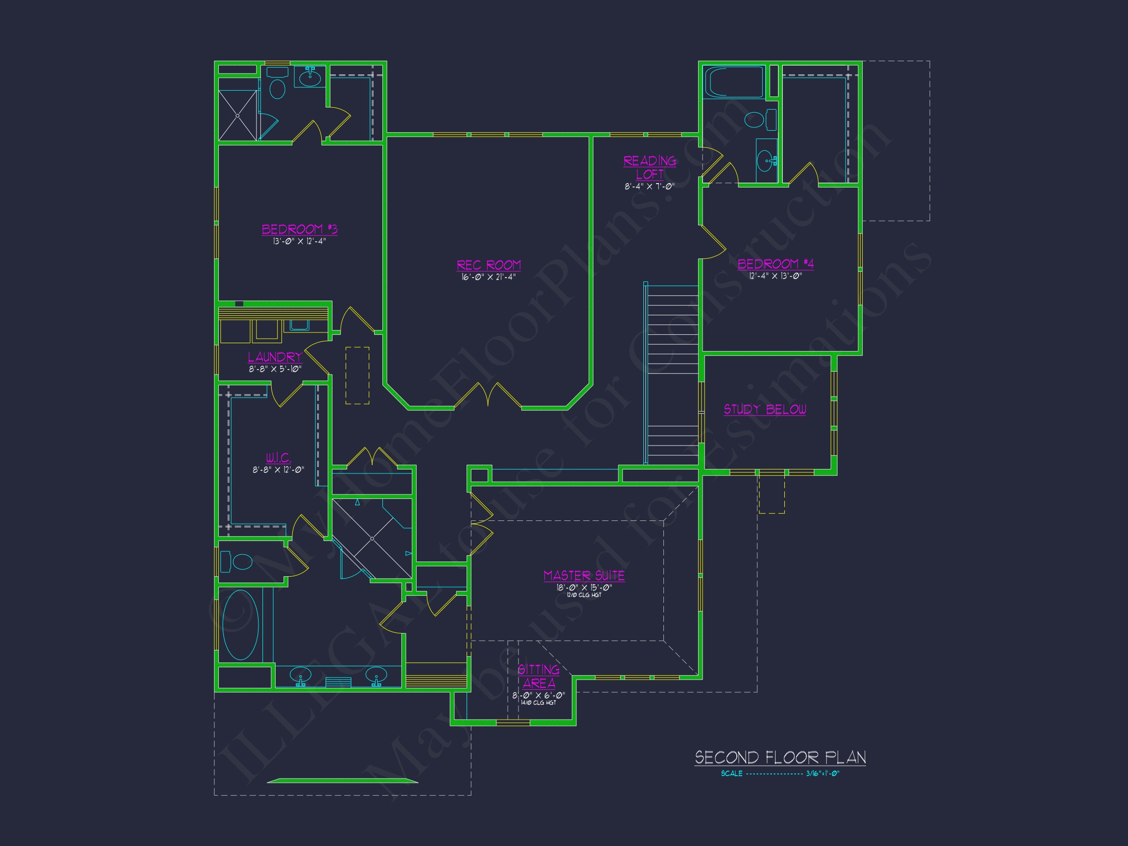 Modern Floor Plan with CAD Designs for 2-Story Home Blueprints