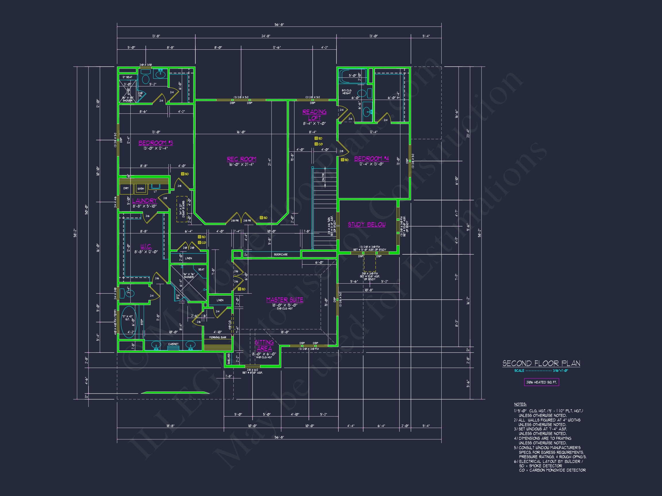 Modern Floor Plan with CAD Designs for 2-Story Home Blueprints