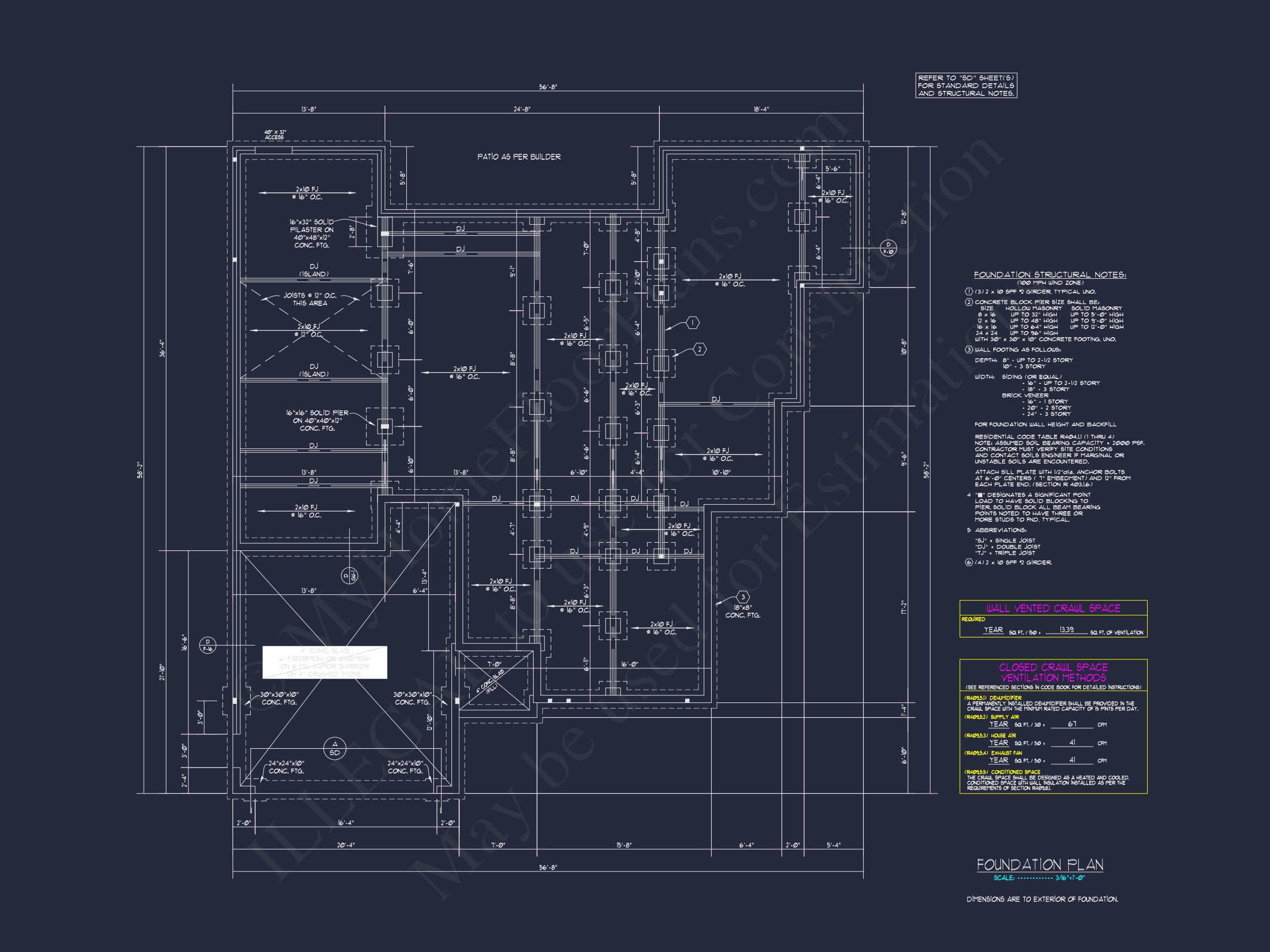 Modern Floor Plan with CAD Designs for 2-Story Home Blueprints