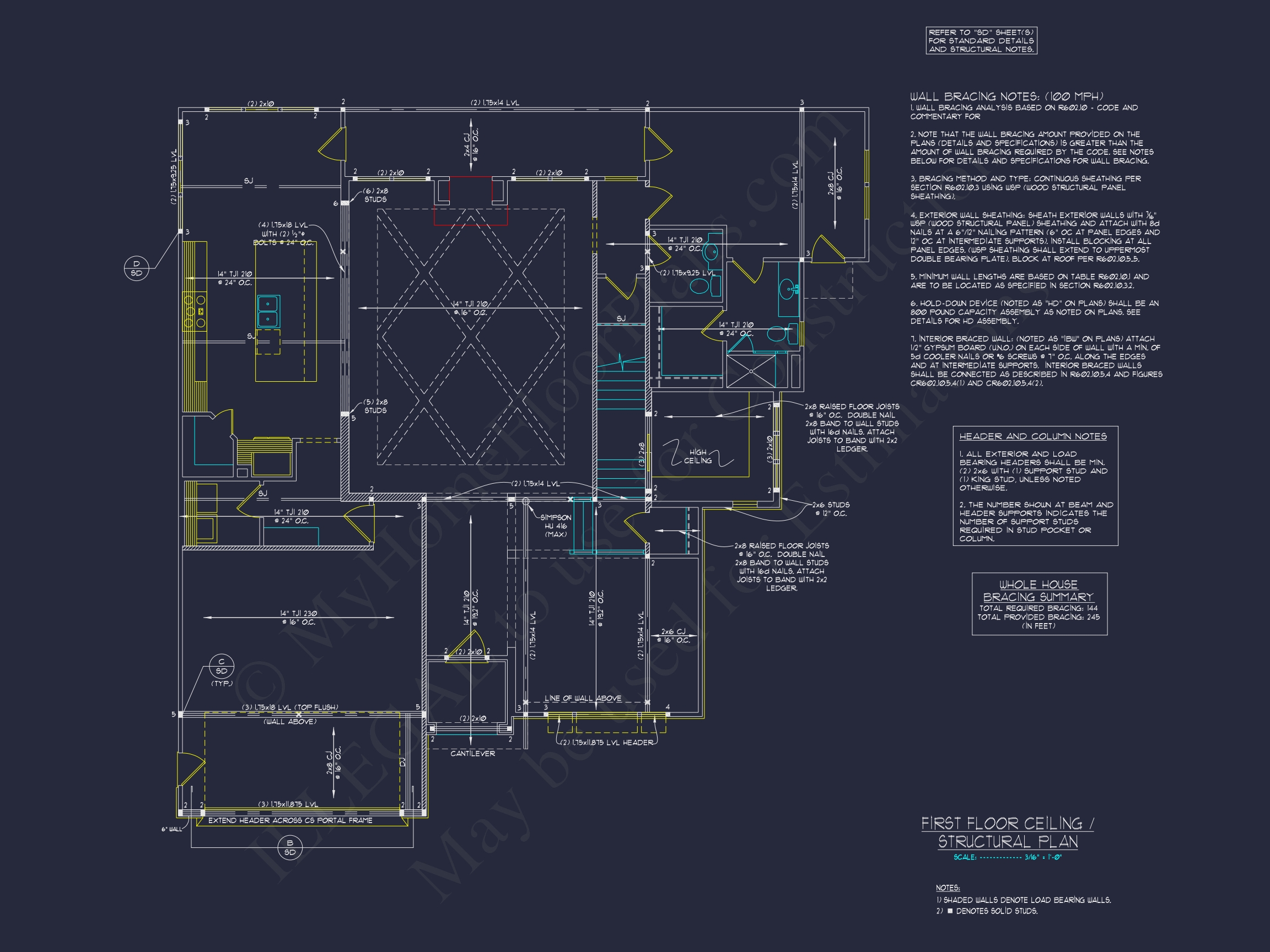 Modern Floor Plan with CAD Designs for 2-Story Home Blueprints