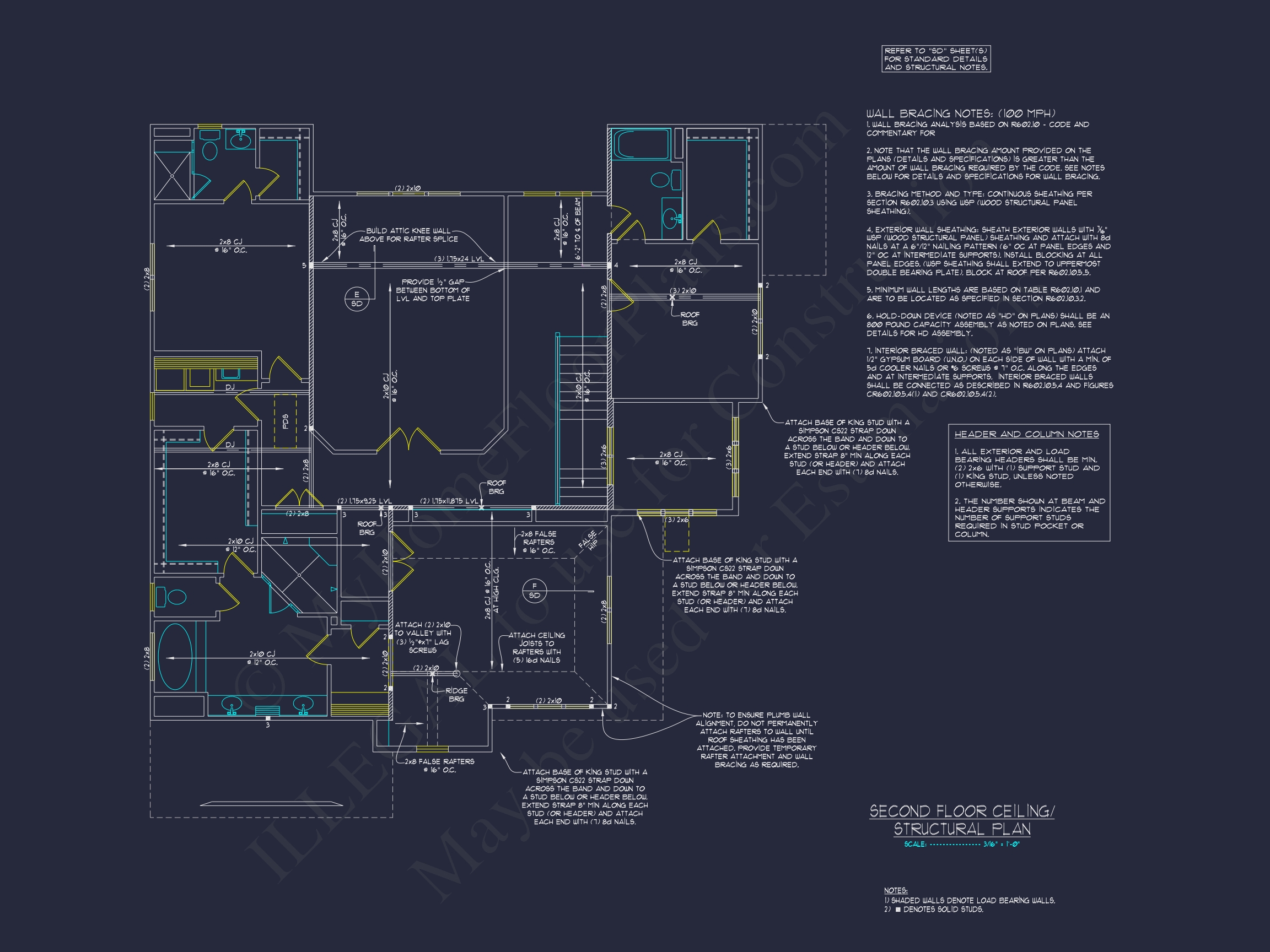 Modern Floor Plan with CAD Designs for 2-Story Home Blueprints