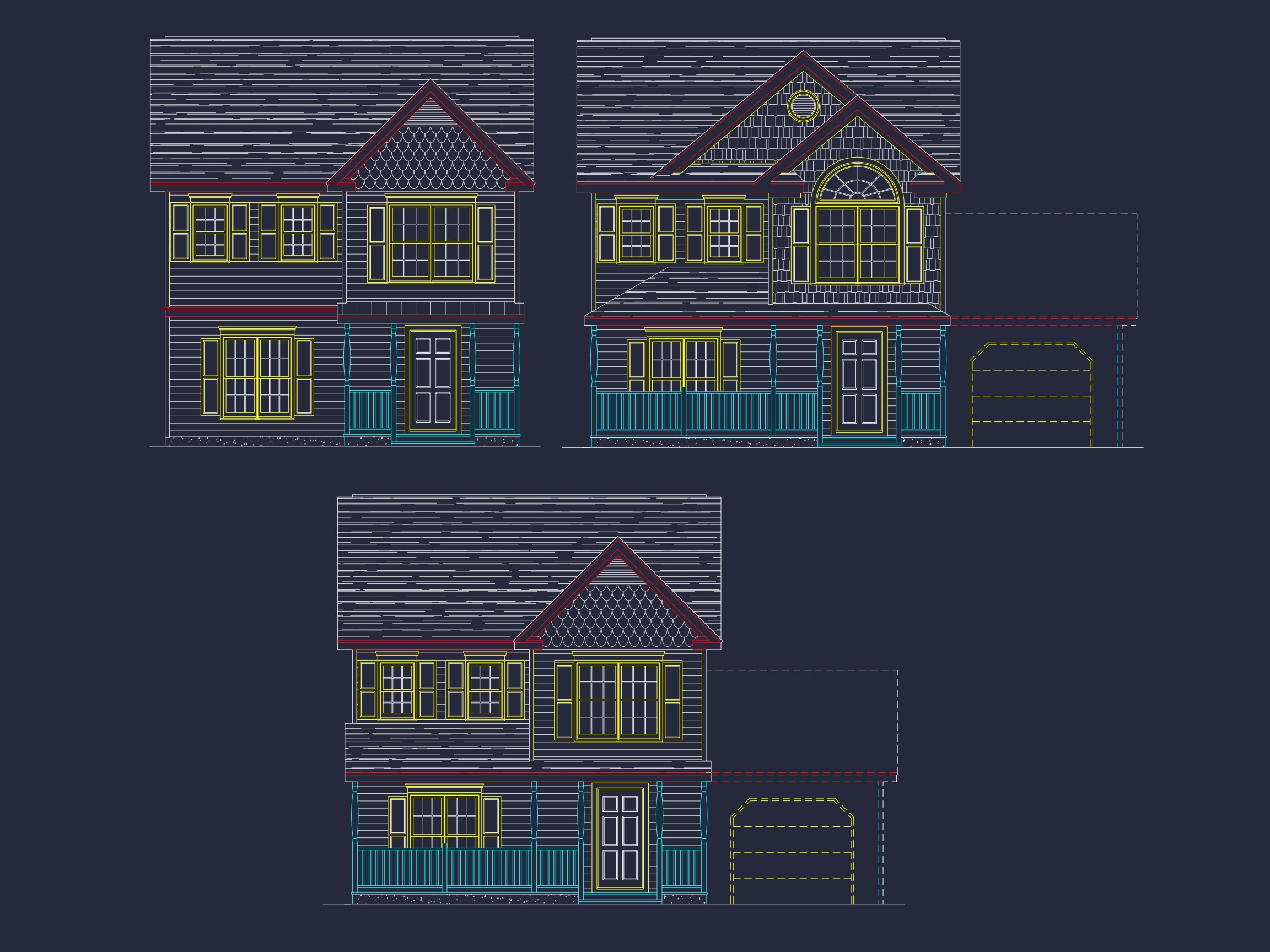 Modern Home Floor Plan with 2-Story CAD Blueprint Designs