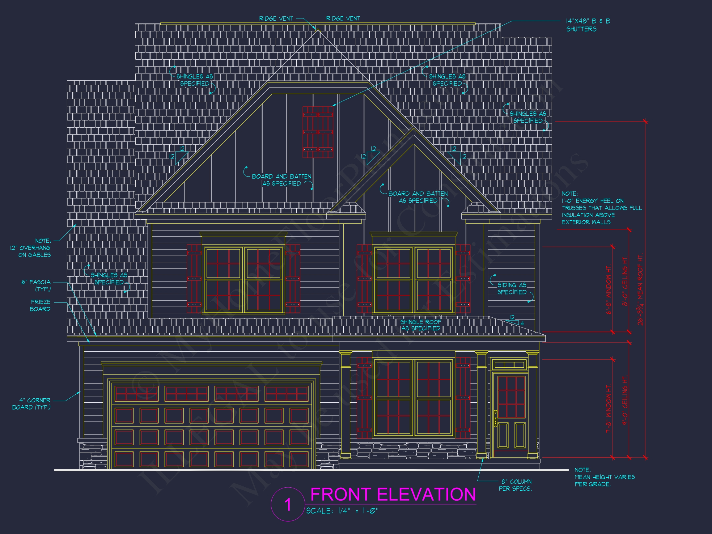 Modern Suburban Home Plan with Craftsman CAD Designs