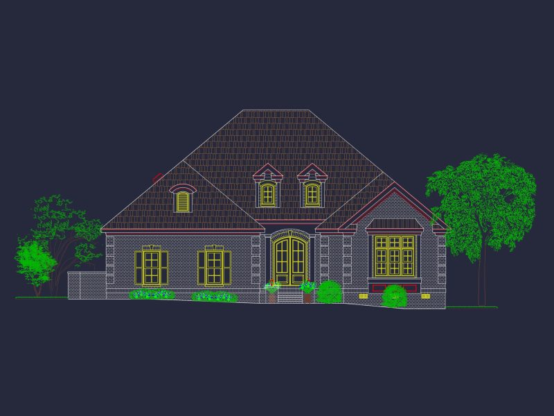 Traditional 3-Bedroom house Plan with Courtyard (Blueprint)