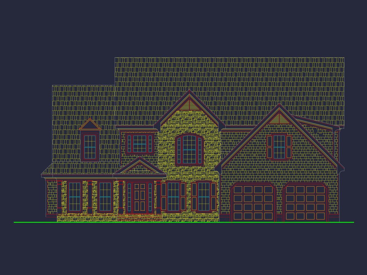 house Floor Plan Blueprint with CAD Designs for 2-story House