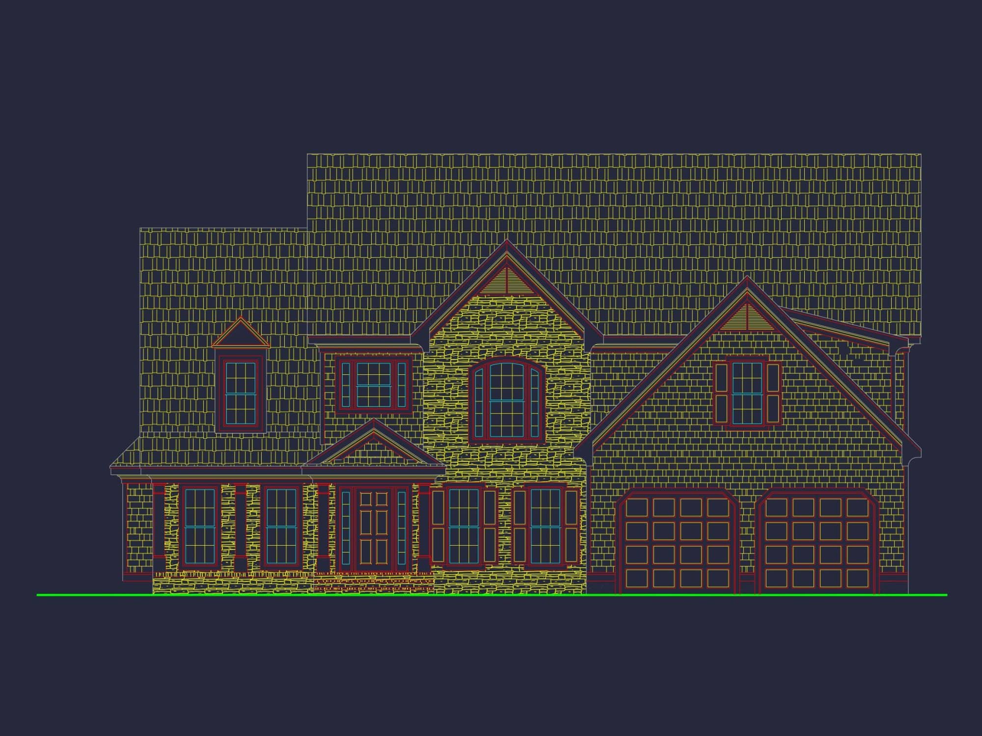 house Floor Plan Blueprint with CAD Designs for 2-story House