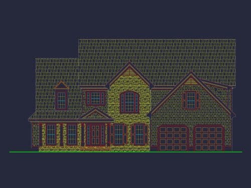 house Floor Plan Blueprint with CAD Designs for 2-story House