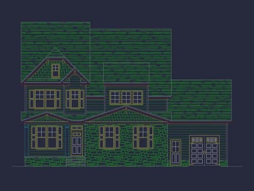 Craftsman house Design Plan with 3 Bedrooms & CAD Blueprints