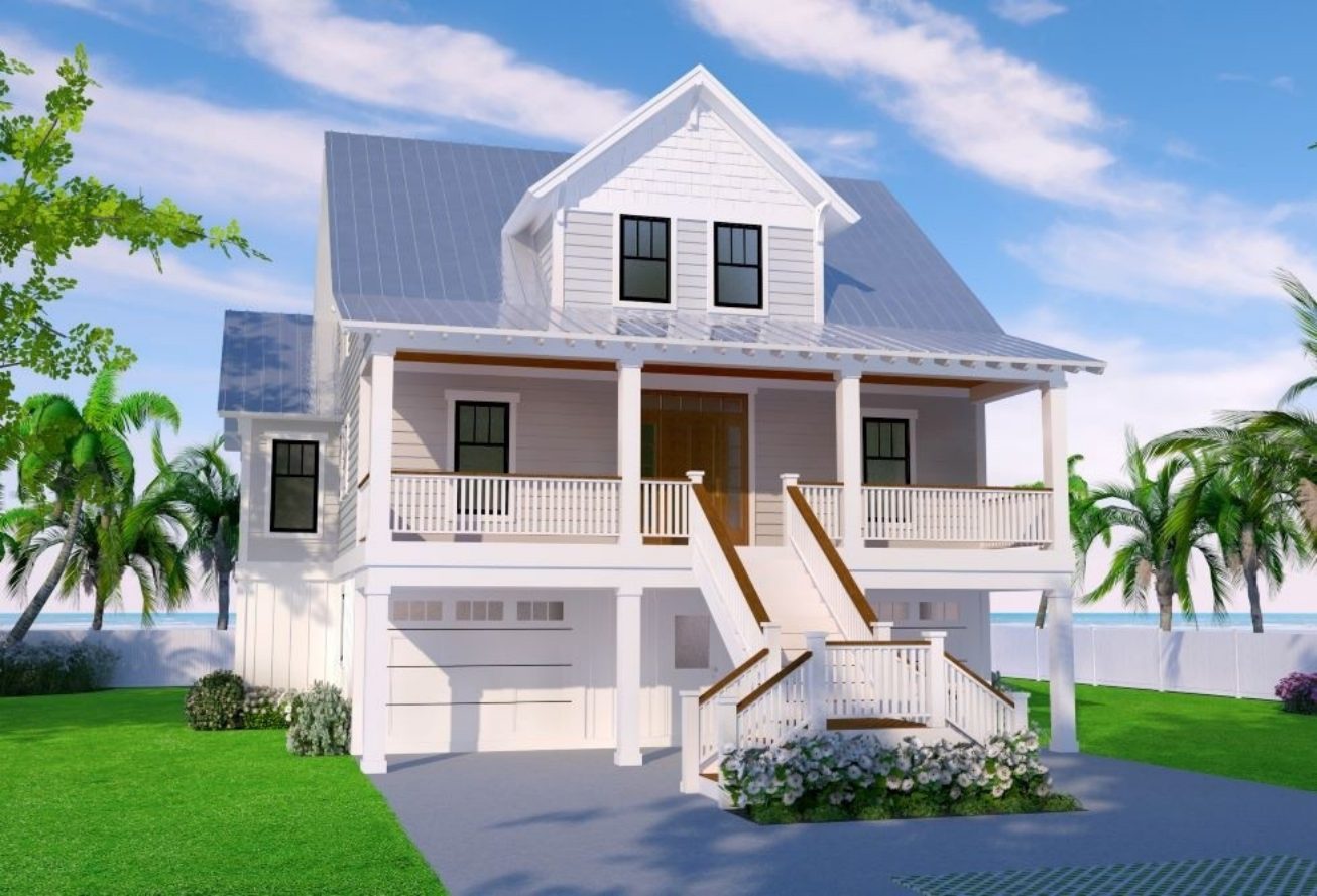 Charming Coastal house Plan with CAD-Ready Blueprints