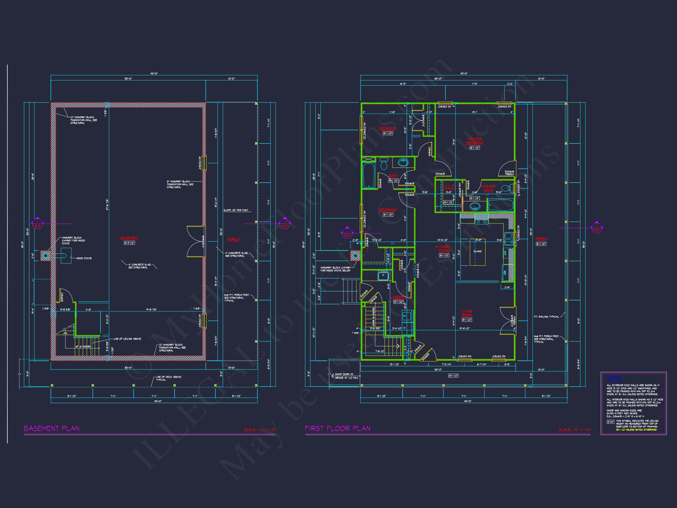 2-Story Cabin house Plan with Open Floor Plan & Basement