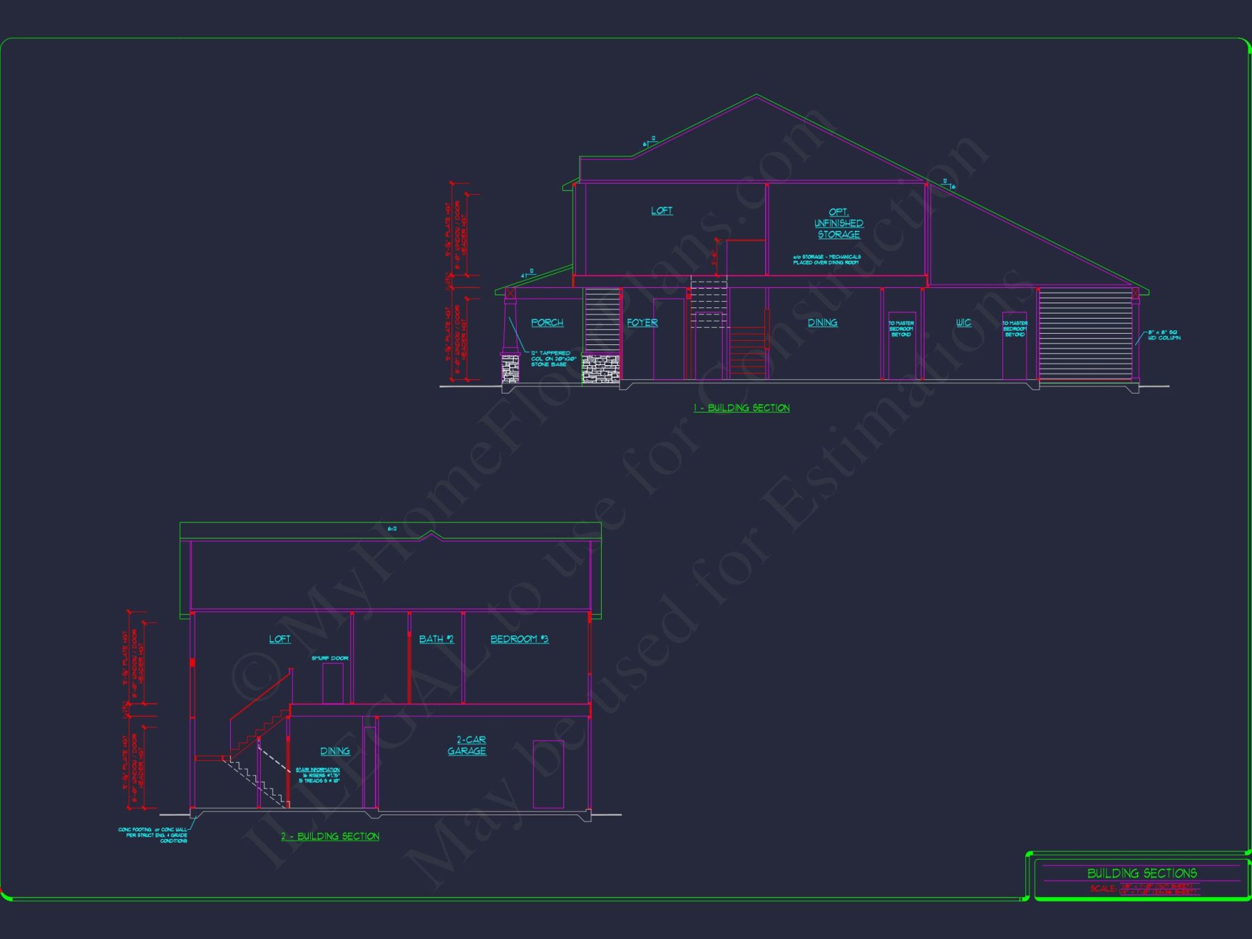 2-Story Colonial house Plan: 3-4 BR, 2344 Sq Ft, CAD