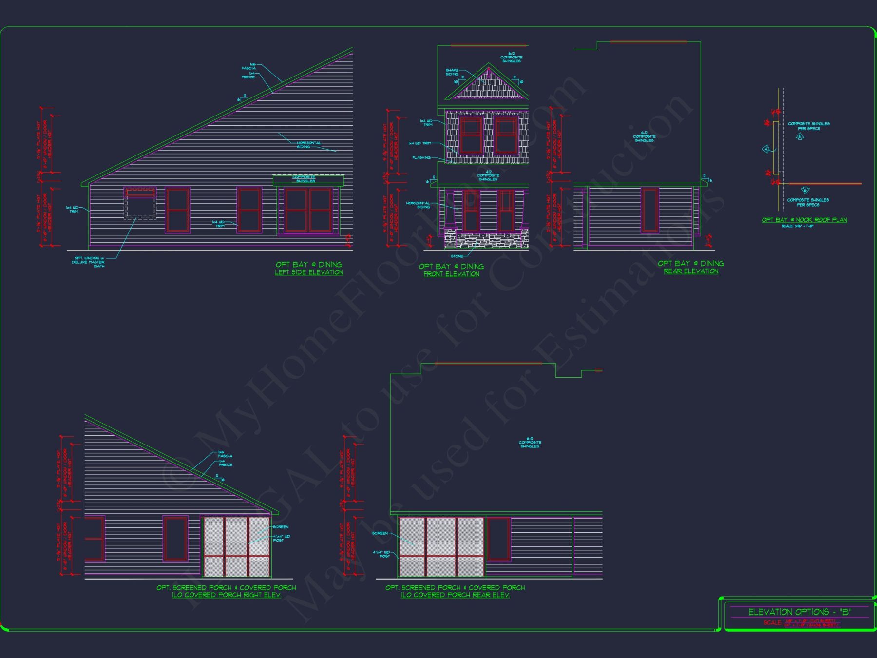 2-Story Colonial house Plan: 3-4 BR, 2344 Sq Ft, CAD