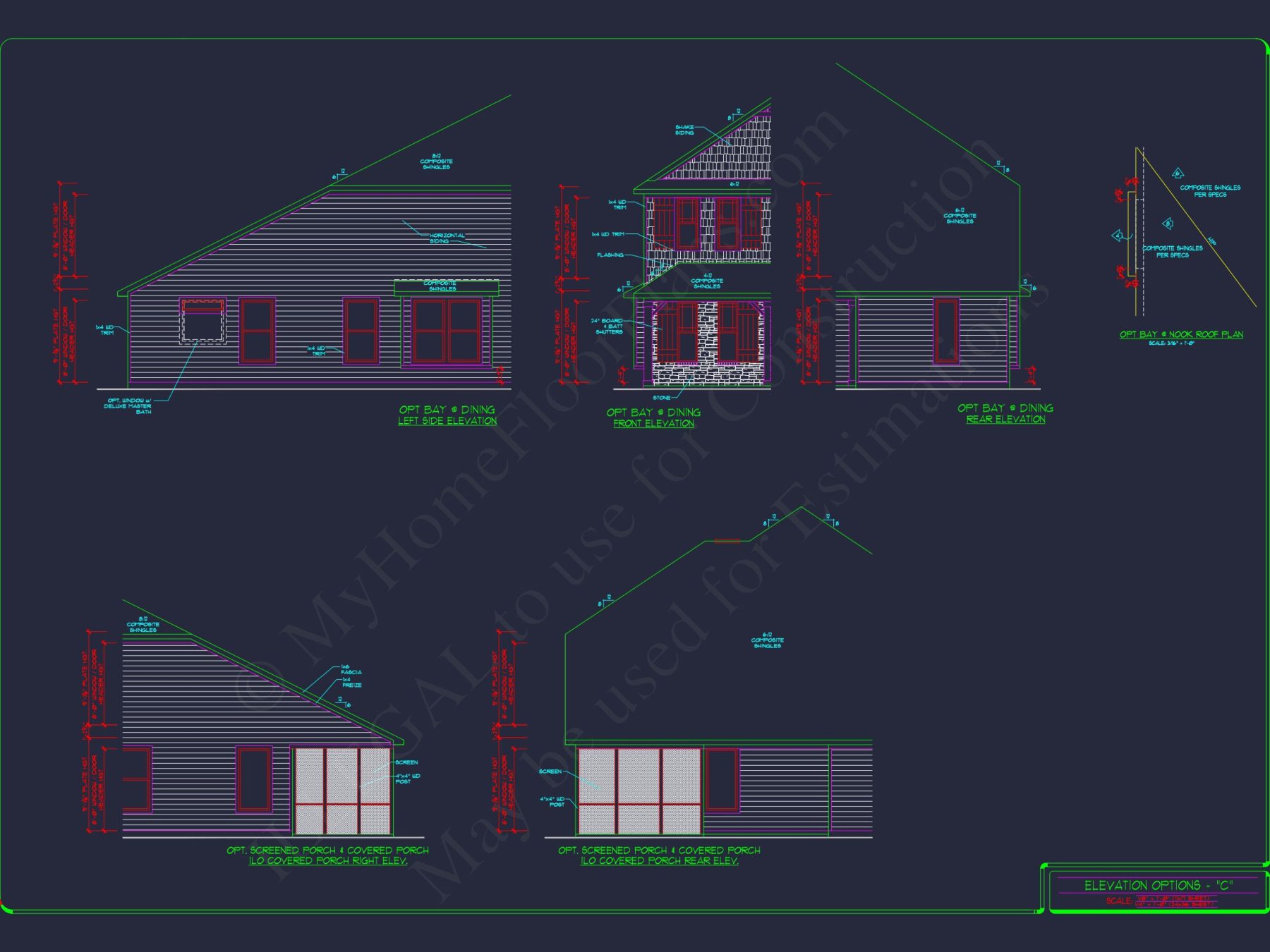 2-Story Colonial house Plan: 3-4 BR, 2344 Sq Ft, CAD