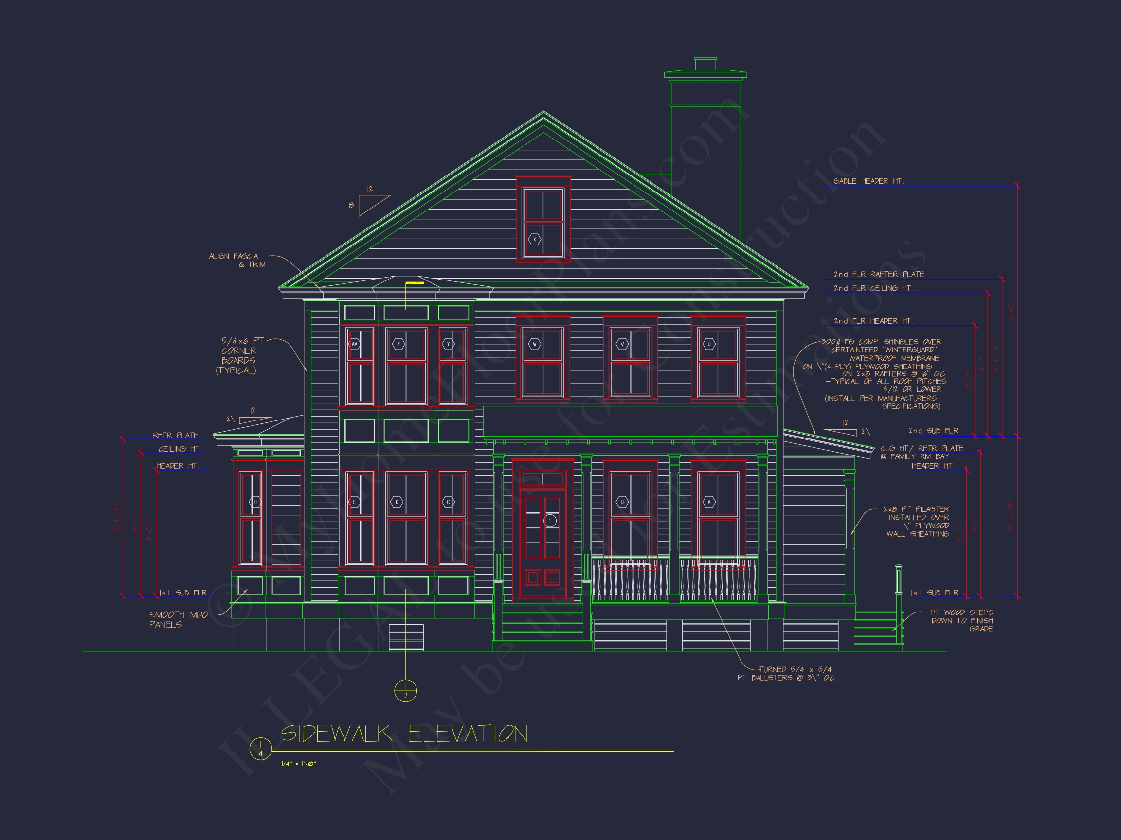 2-Story Farmhouse Home Plan,4-Bedroom Blueprint Design