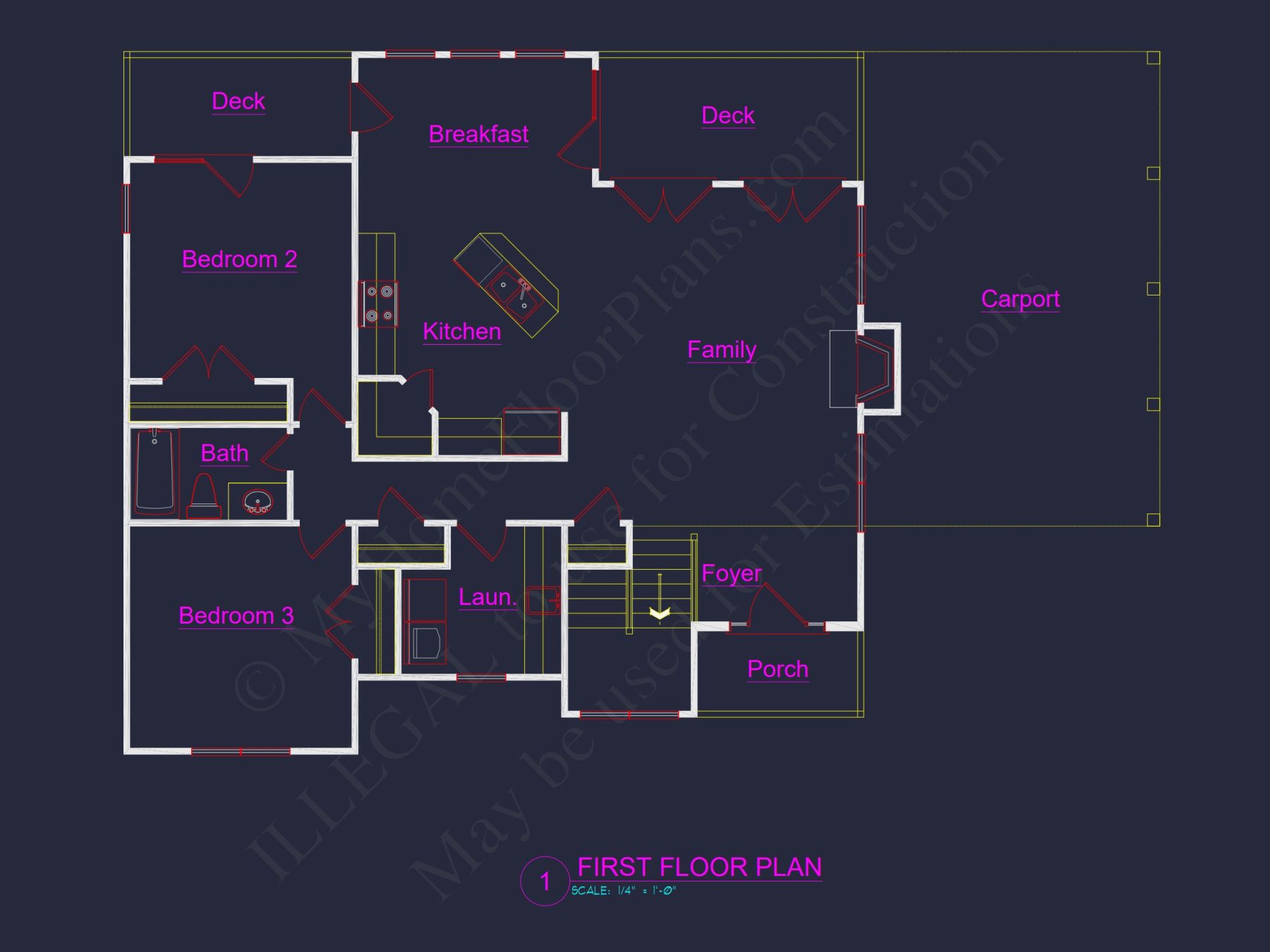 2-Story Modern house Plan with Carport - 1953 SqFt