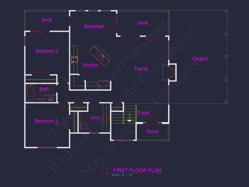 2-Story Modern house Plan with Carport - 1953 SqFt