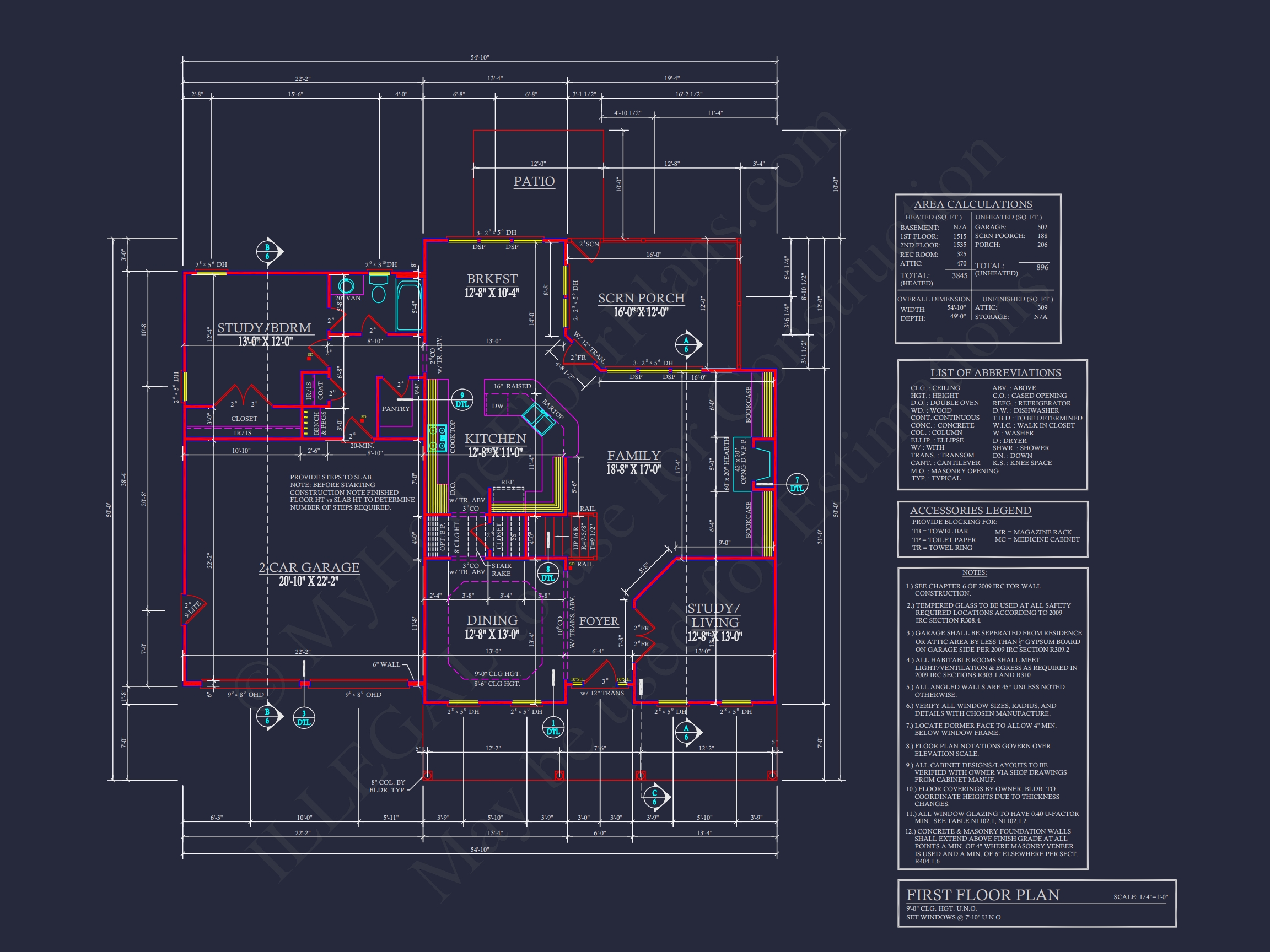 2-Story Traditional Home Plan w/Open Floor Plan - 3845 SqFt