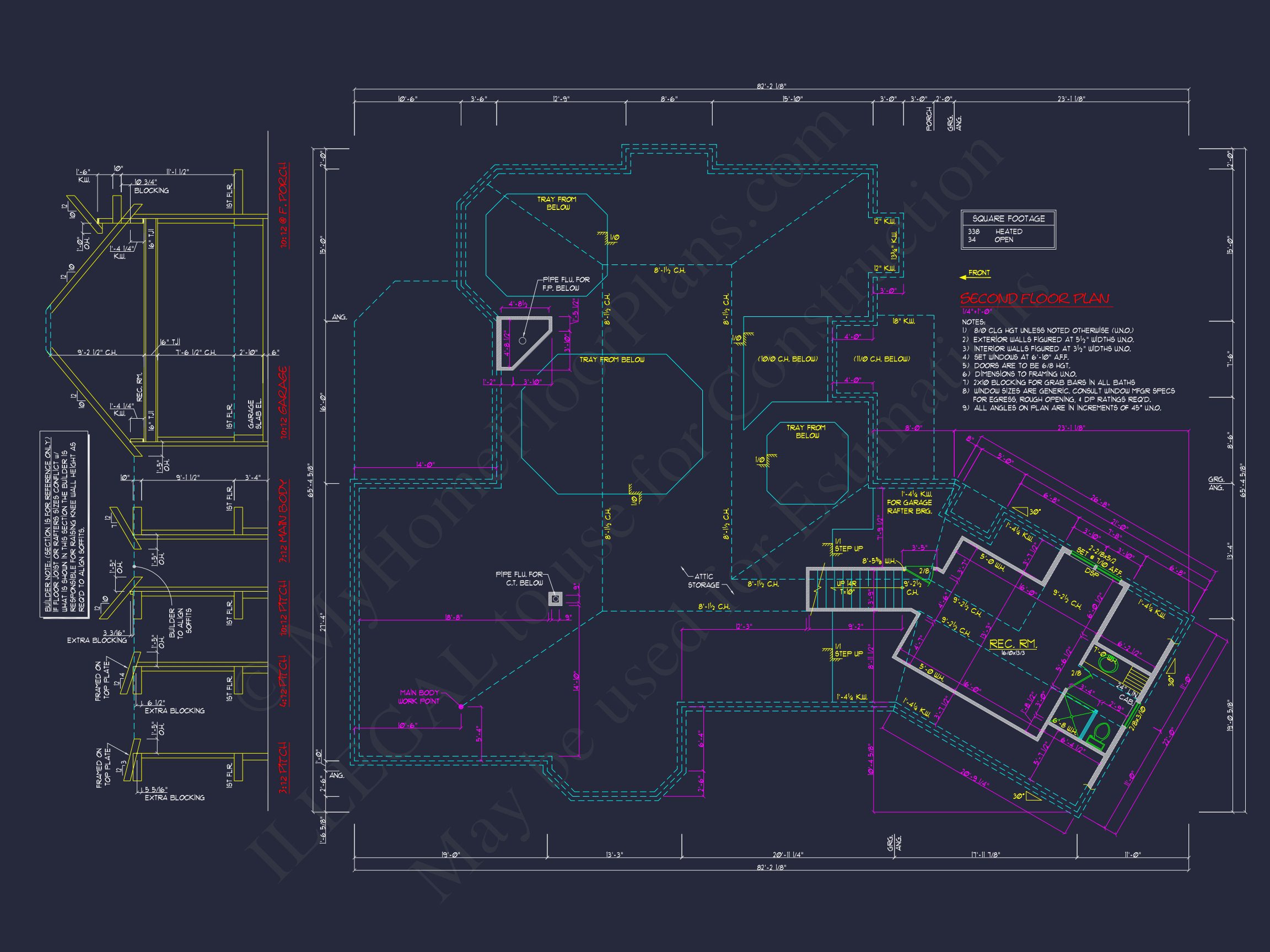 2-Story 3-Bed Traditional house Plan,2800 Sq Ft Floor Plan