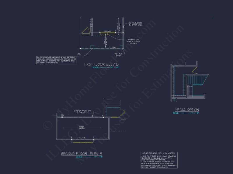 2 Story 3 Bed, 3 Bath house Plan & Blueprint Design