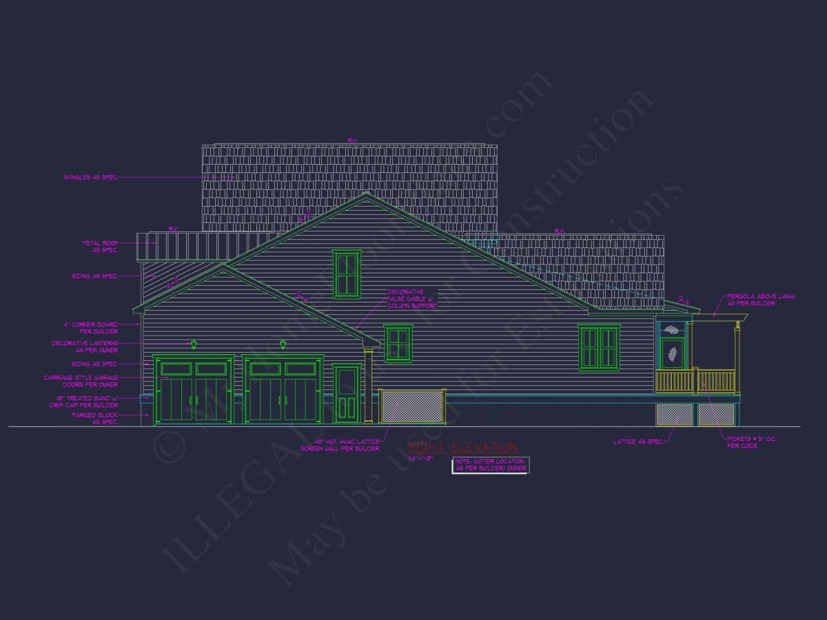 2-Story 3-Bedroom Country house Plan w/Island Kitchen & Lanai