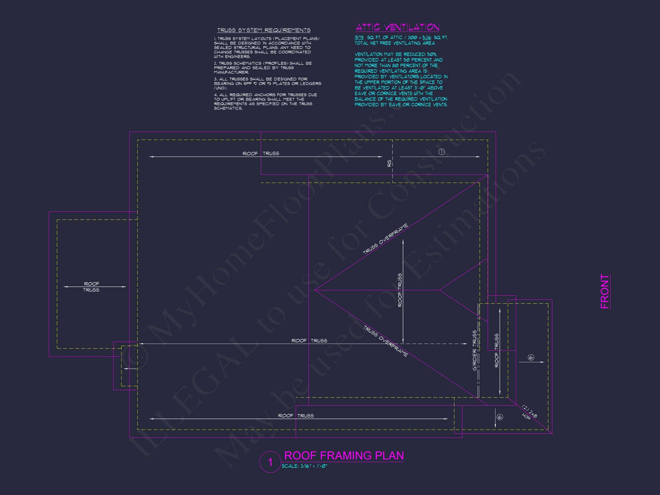 2 Story Craftsman house Plan - 2525 Sq Ft,4 Beds,3 Baths,2 Car Garage Blueprint Design