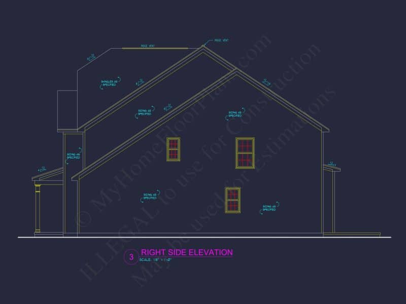 2 Story Craftsman house Plan - 2525 Sq Ft, 4 Beds, 3 Baths, 2 Car Garage Blueprint Design