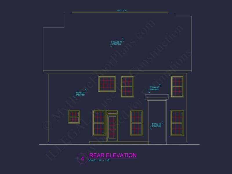 2 Story Craftsman house Plan - 2525 Sq Ft, 4 Beds, 3 Baths, 2 Car Garage Blueprint Design