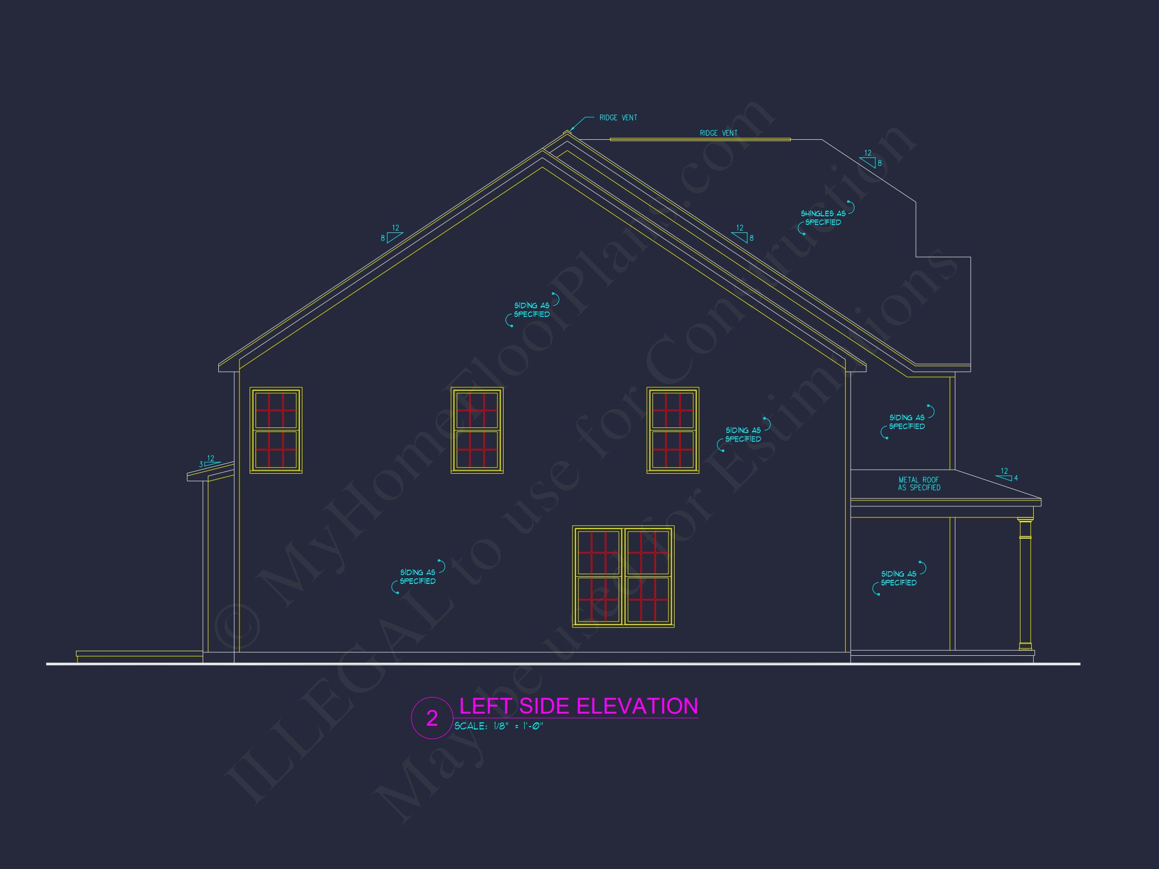 2 Story Craftsman house Plan - 2525 Sq Ft,4 Beds,3 Baths,2 Car Garage Blueprint Design