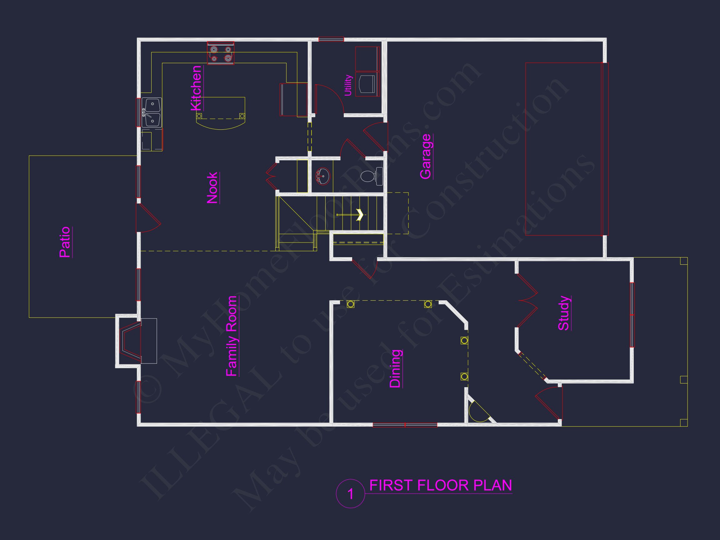 2 Story Craftsman house Plan - 2525 Sq Ft,4 Beds,3 Baths,2 Car Garage Blueprint Design