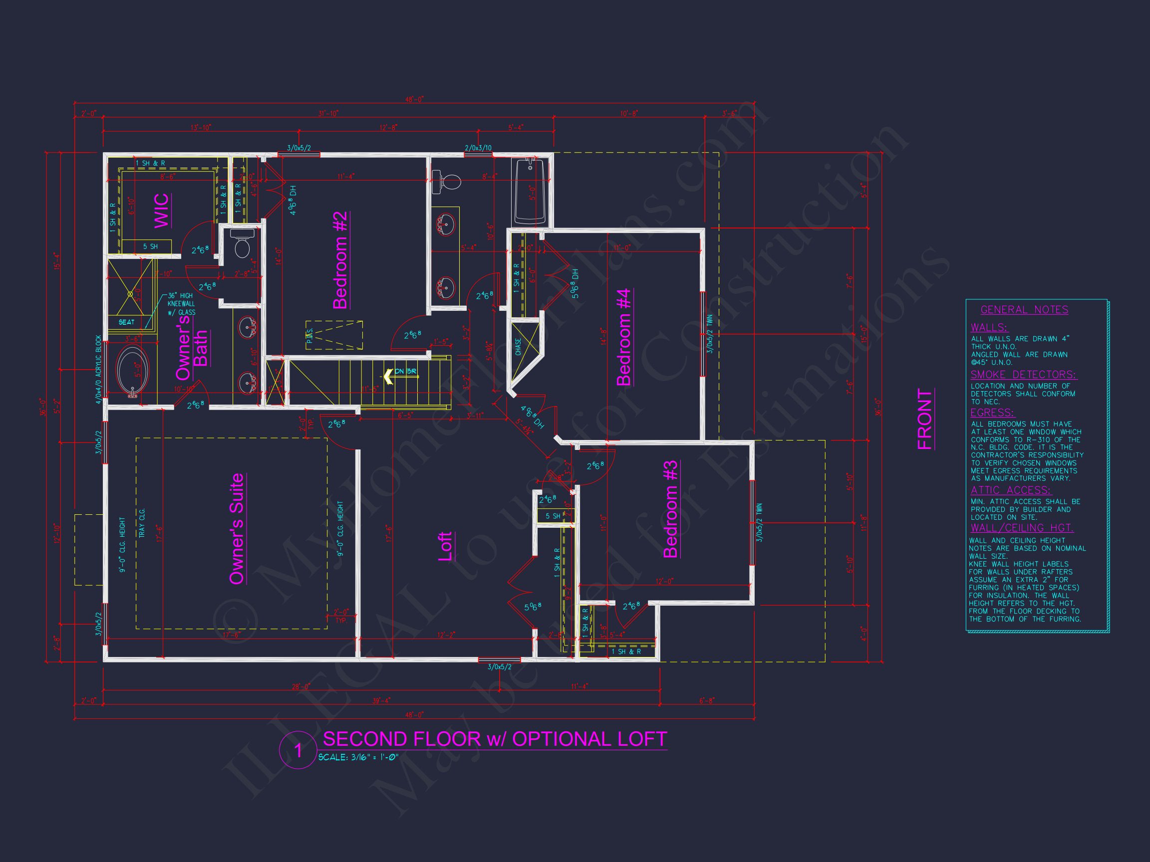 2 Story Craftsman house Plan - 2525 Sq Ft,4 Beds,3 Baths,2 Car Garage Blueprint Design
