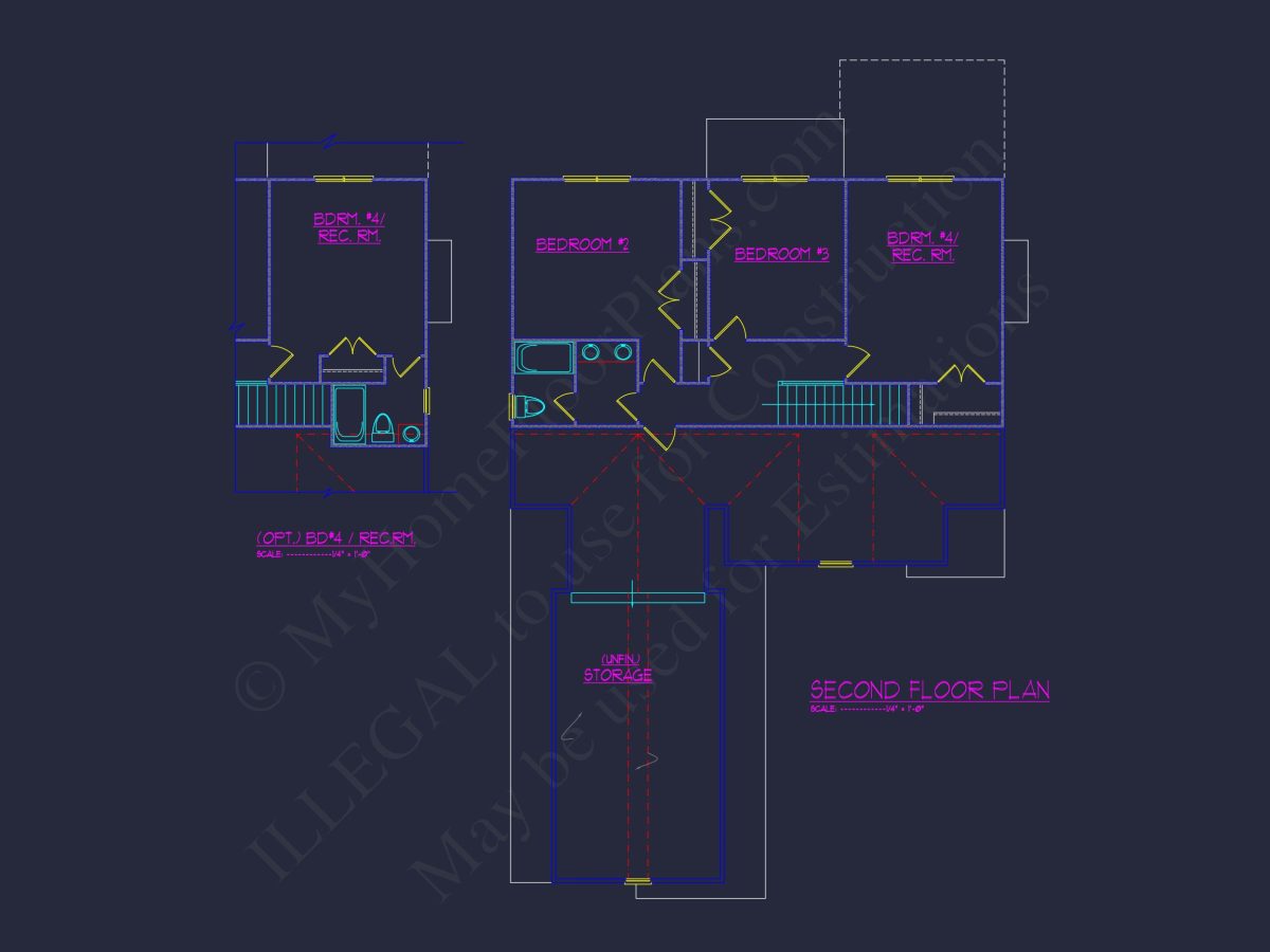 2-Story Craftsman house Plan Blueprint with Garage & Features