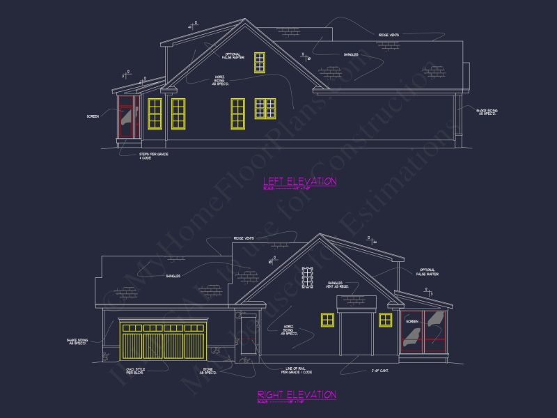 2-Story Craftsman house Plan Blueprint with Garage & Features