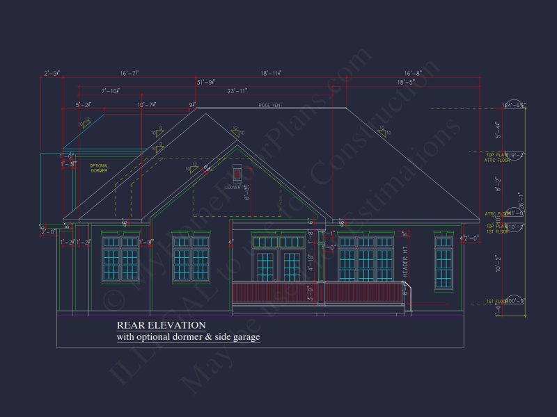 2-Story Craftsman house Plan w/Open Floor Plan (2605 Sq Ft)