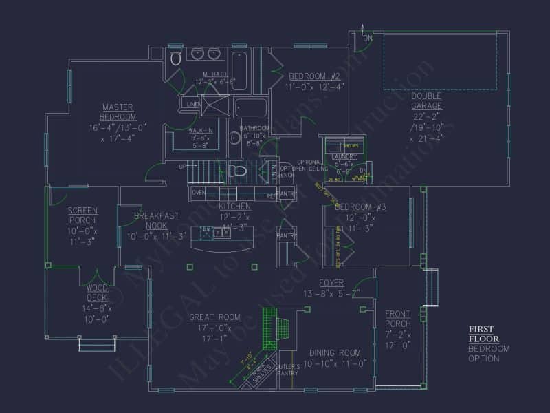 2-Story Craftsman house Plan w/Open Floor Plan (2605 Sq Ft)