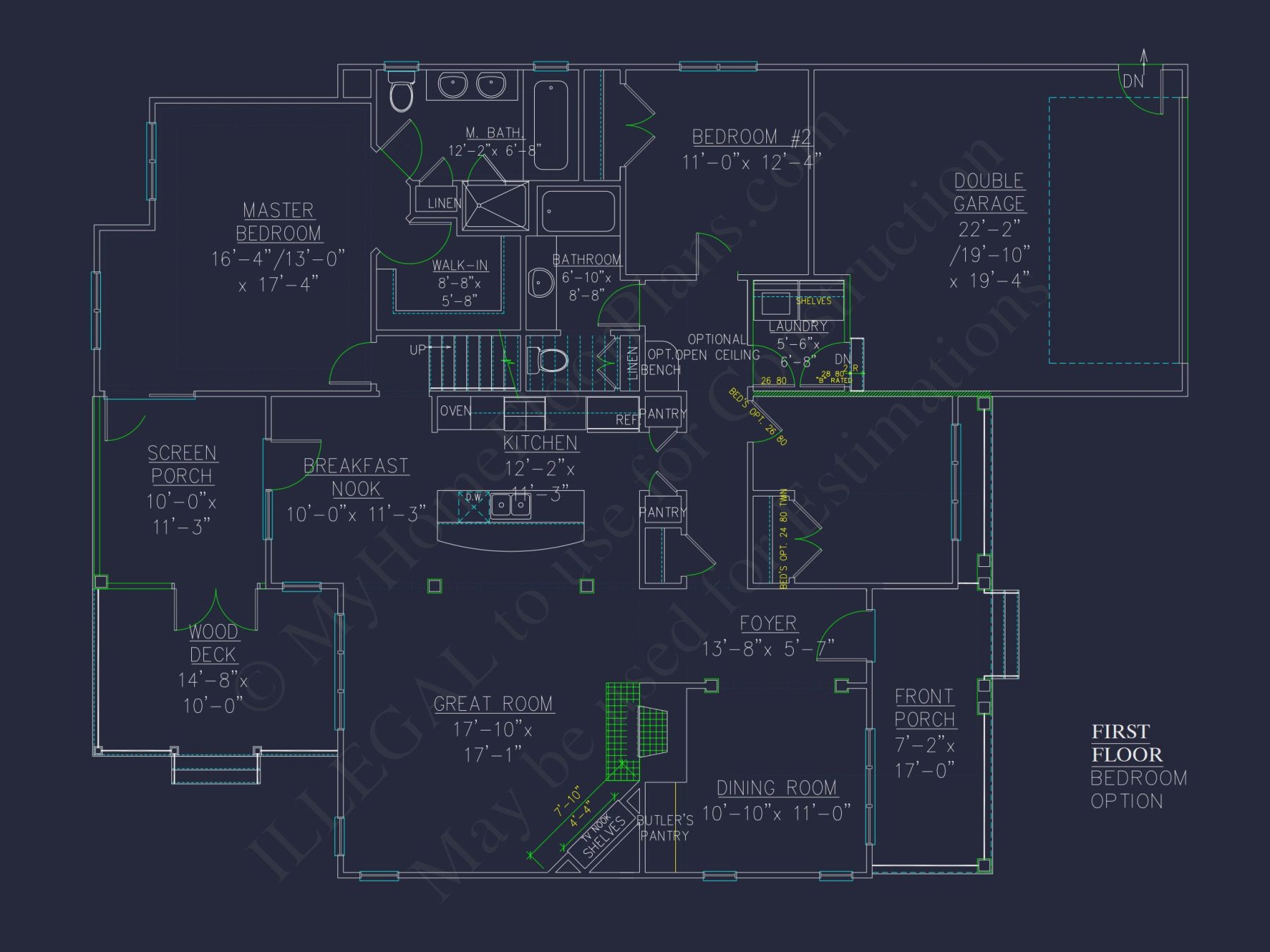 2-Story Craftsman house Plan w/Open Floor Plan (2605 Sq Ft)