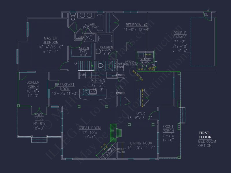 2-Story Craftsman house Plan w/Open Floor Plan (2605 Sq Ft)