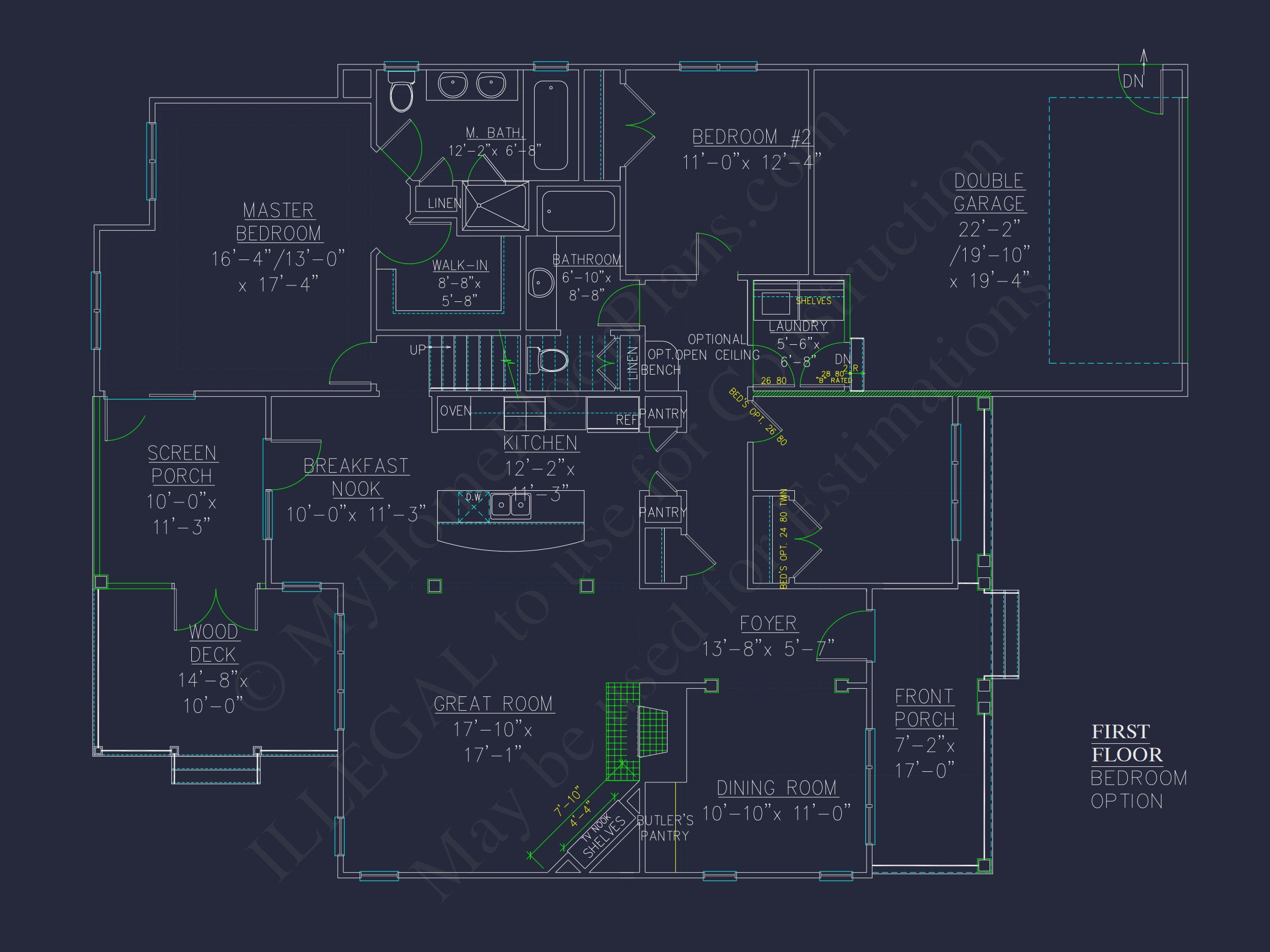 2-Story Craftsman house Plan w/Open Floor Plan (2605 Sq Ft)