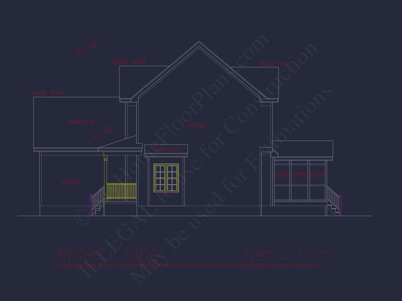 2-Story house Plan with 3 Bedrooms, CAD Designs & Blueprint