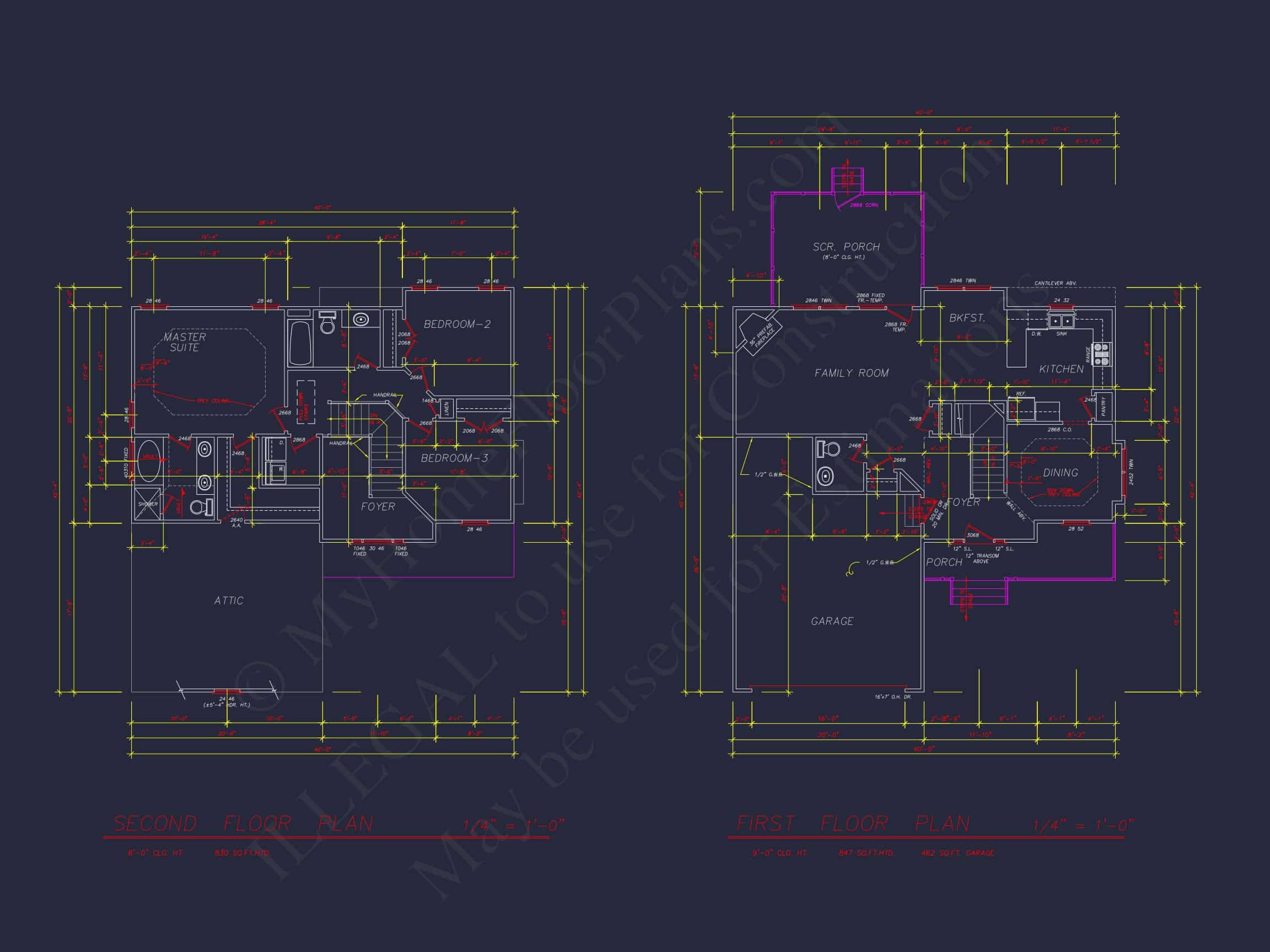 2-Story house Plan with 3 Bedrooms,CAD Designs & Blueprint